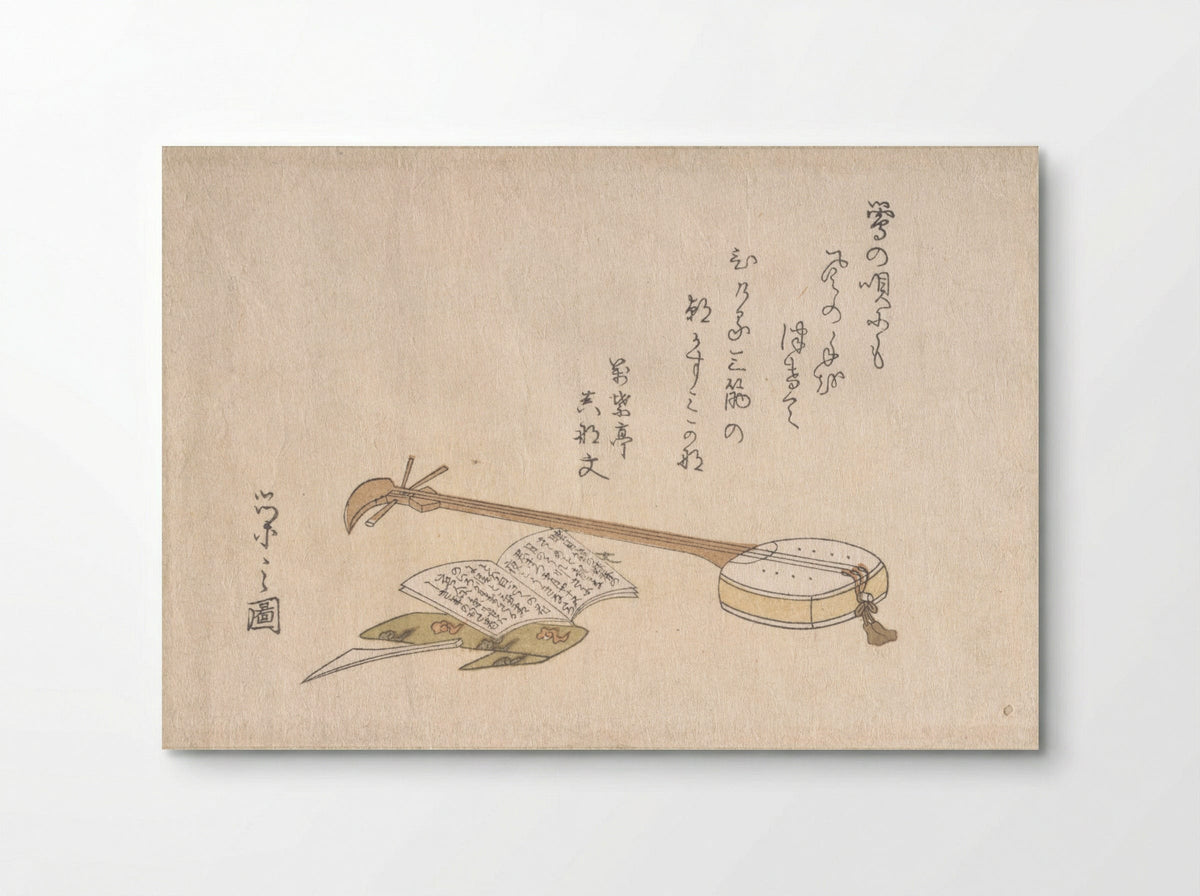 Shamisen, Plectrum and a Book - Chōbunsai Eishi - Poster