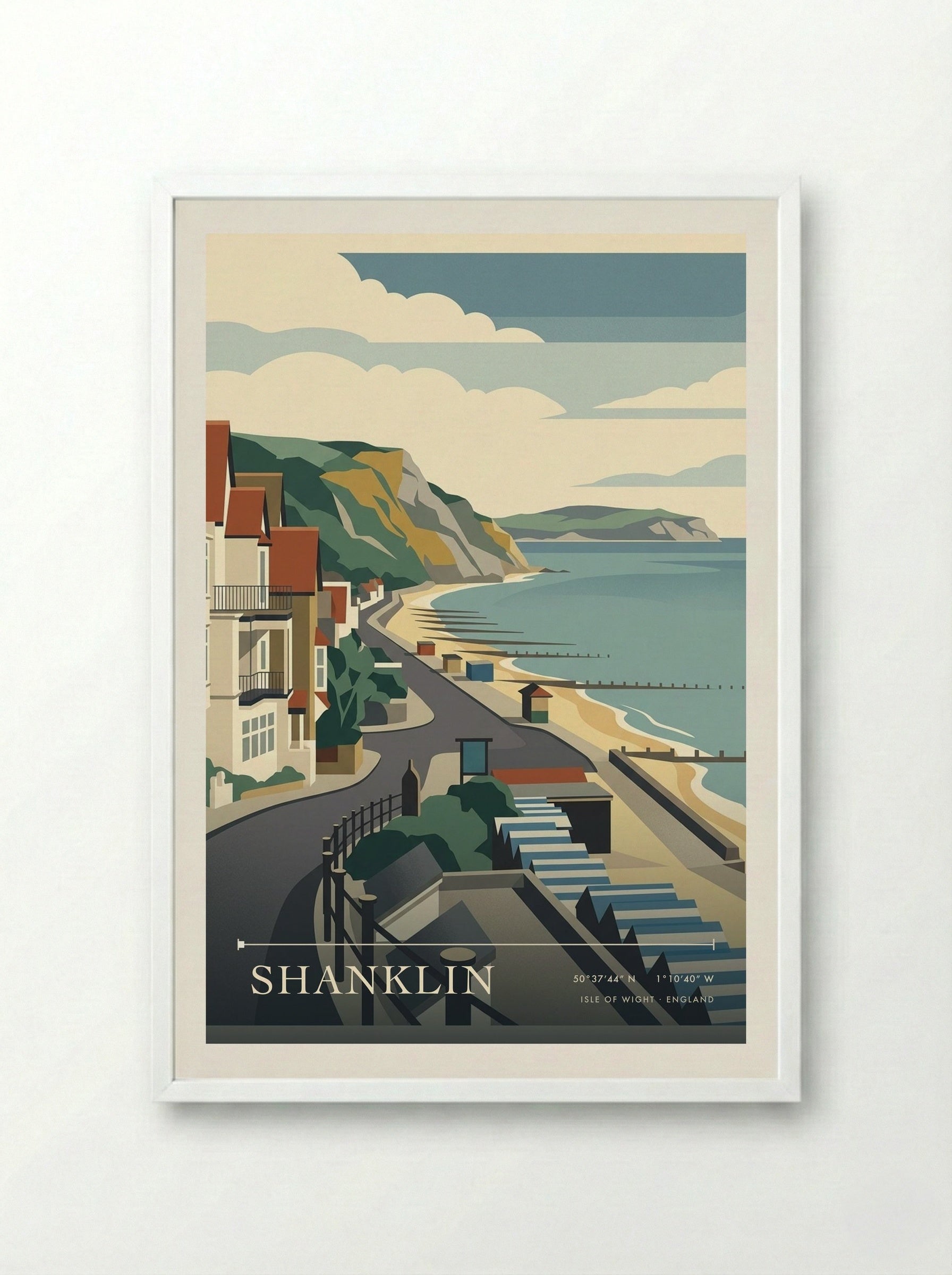Shanklin Isle of Wight England Travel Poster - Framed Print White