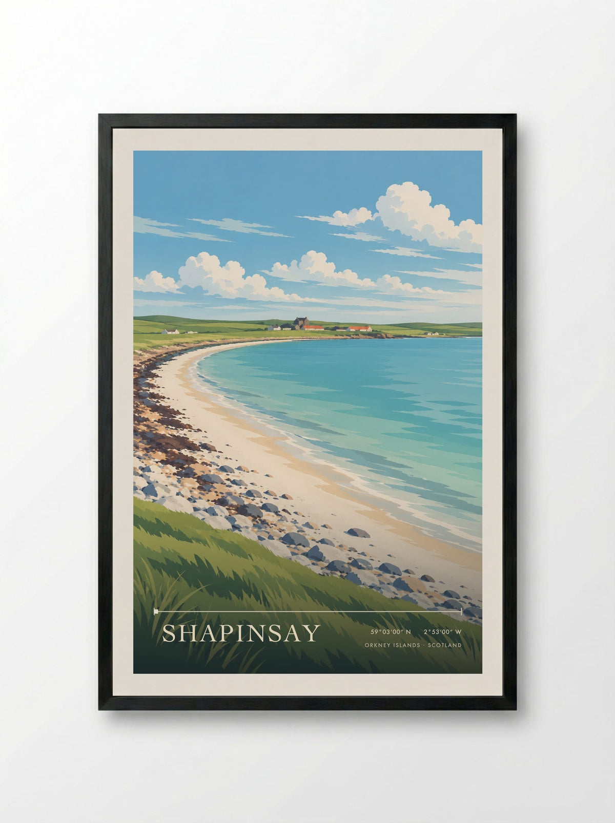Shapinsay, Orkney Islands | Travel Poster - Framed Print Black