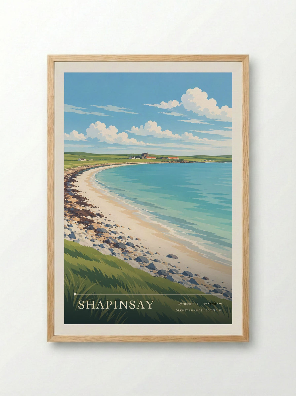Shapinsay, Orkney Islands | Travel Poster - Framed Print Wood