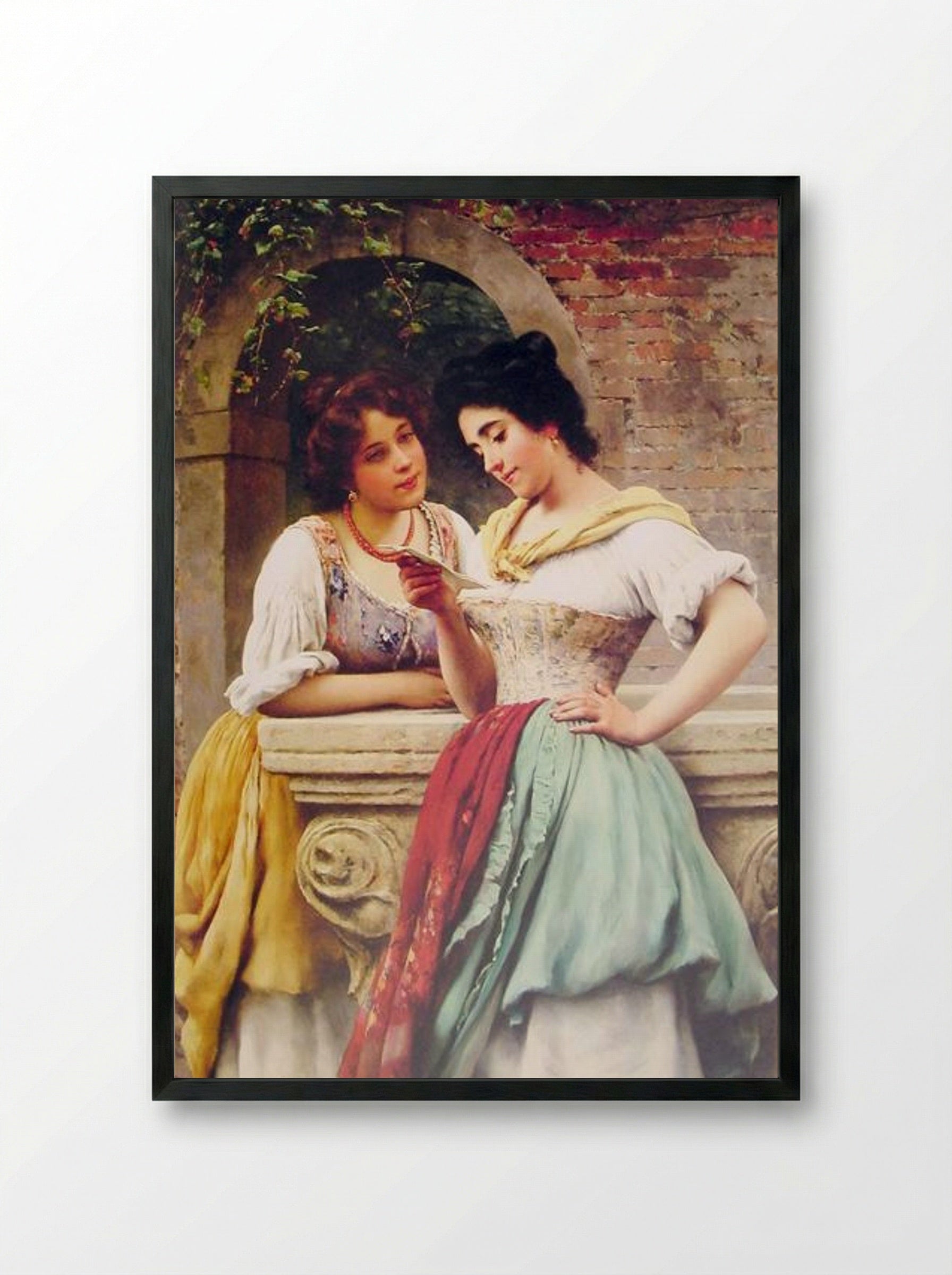 Shared Correspondance - Eugene de Blaas - Framed Print Black
