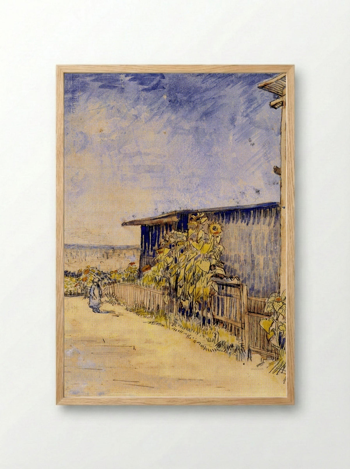 Shed with Sunflowers - Vincent van Gogh - Framed Print Wood