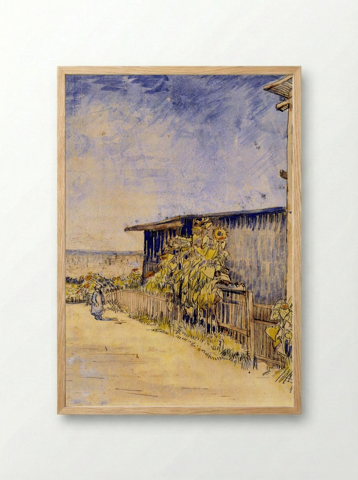 Shed with Sunflowers - Vincent van Gogh - Framed Print Wood
