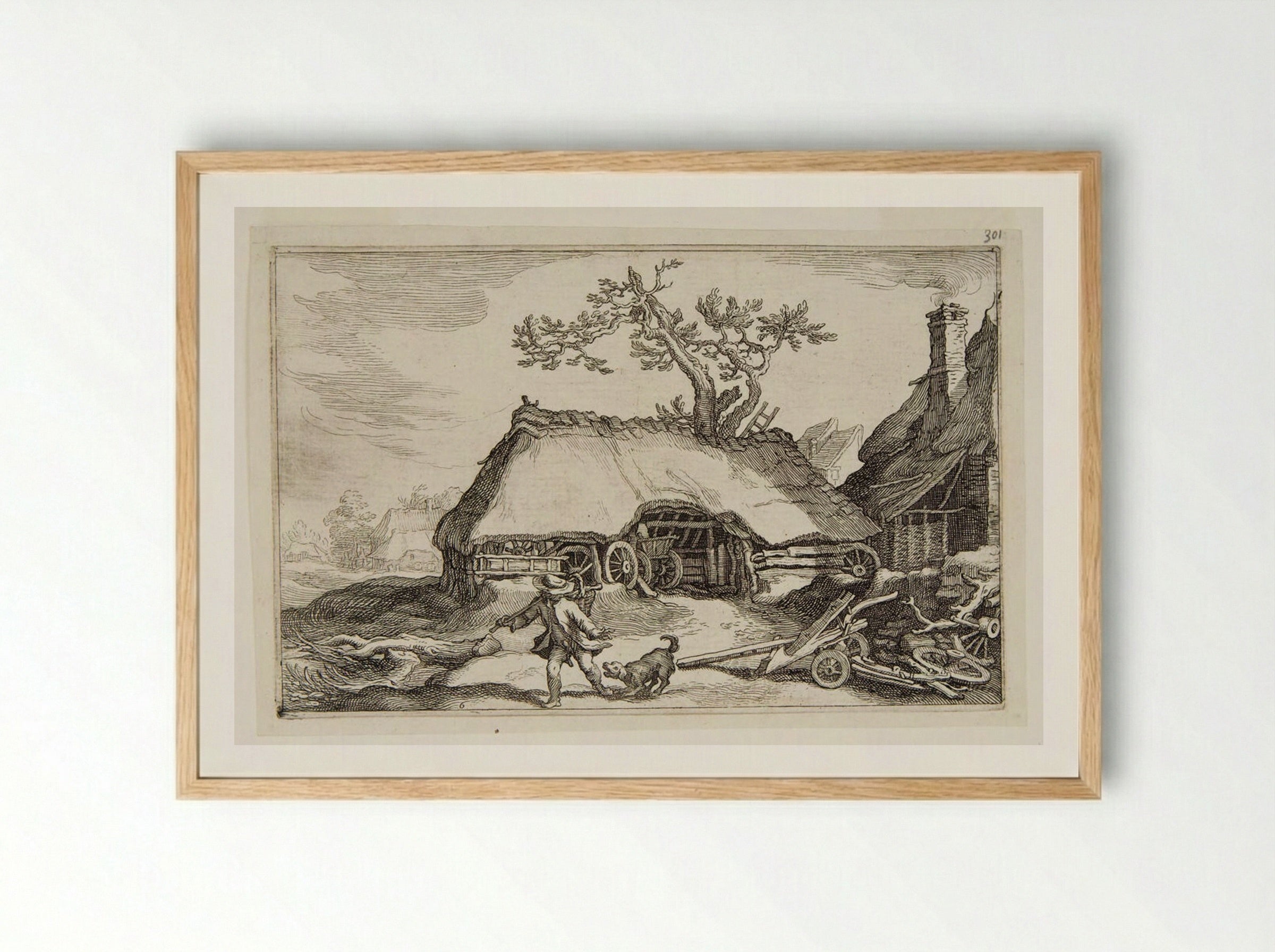 Shed with Wagon Wheels - Boetius Adamsz. Bolswert - Framed Print Wood
