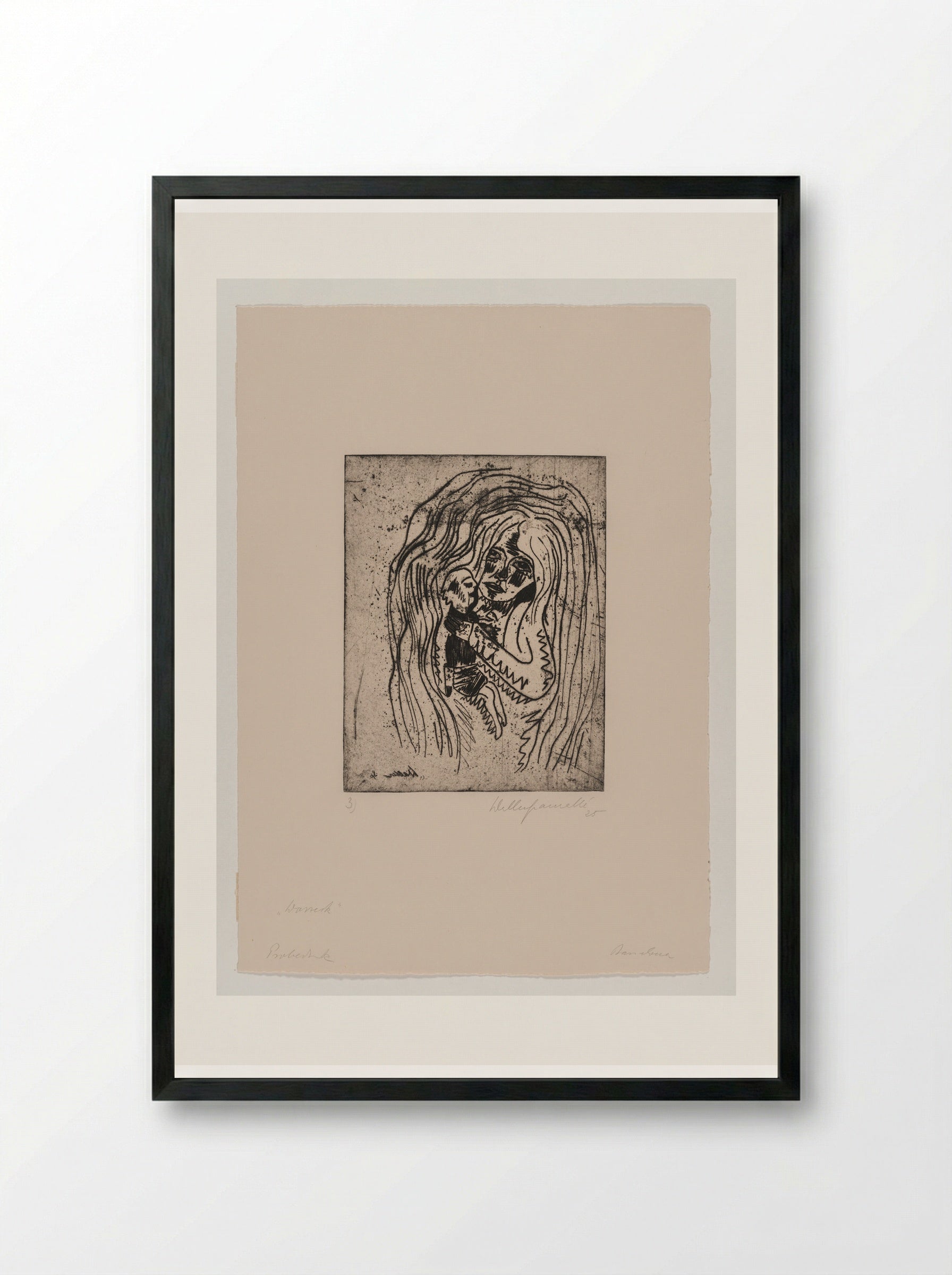 Sheet III, Mary with the Boy in Her Arms - Walter Gramatté - Framed Print Black