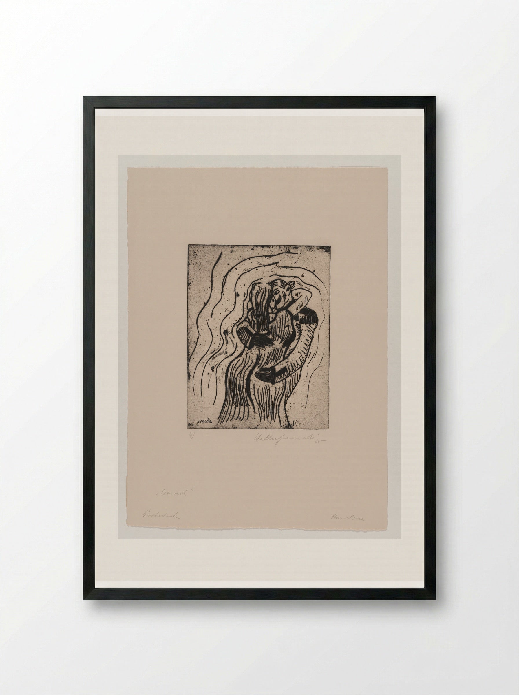 Sheet IV, Mary and the Drum Major Embrace - Walter Gramatté - Framed Print Black