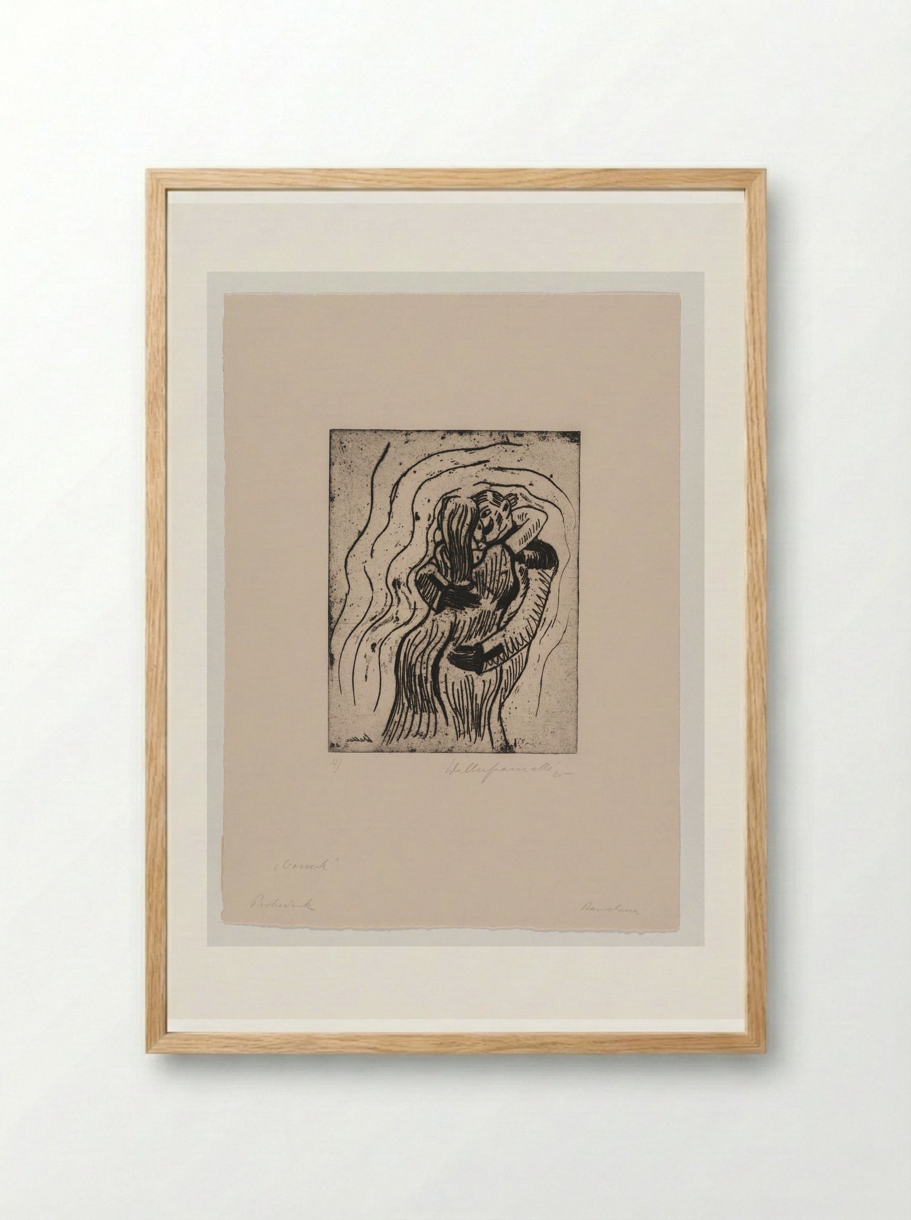 Sheet IV, Mary and the Drum Major Embrace - Walter Gramatté - Framed Print Wood