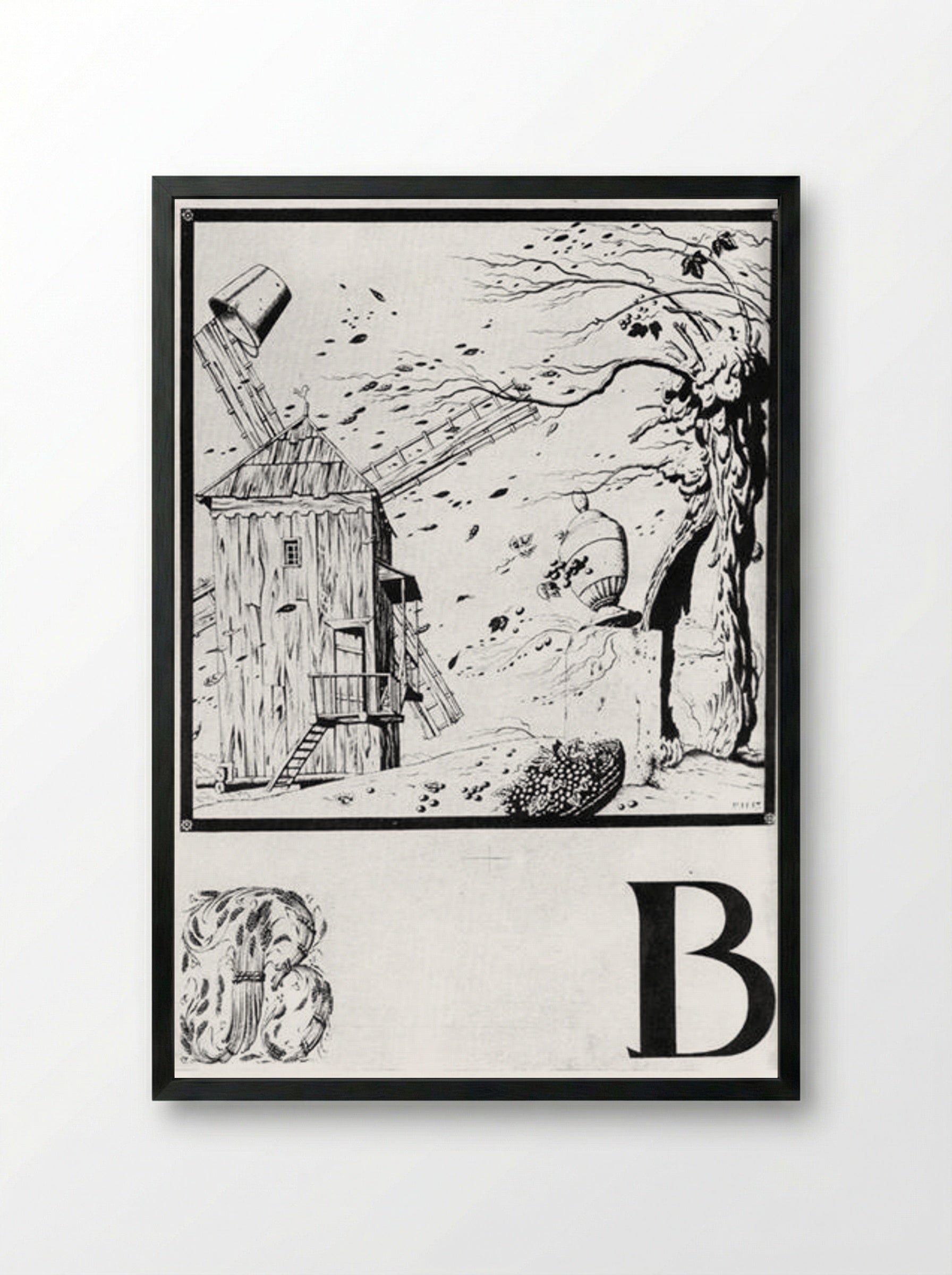 Sheet 'V' from the Ukrainian Alphabet - Heorhiy Narbut - Framed Print Black