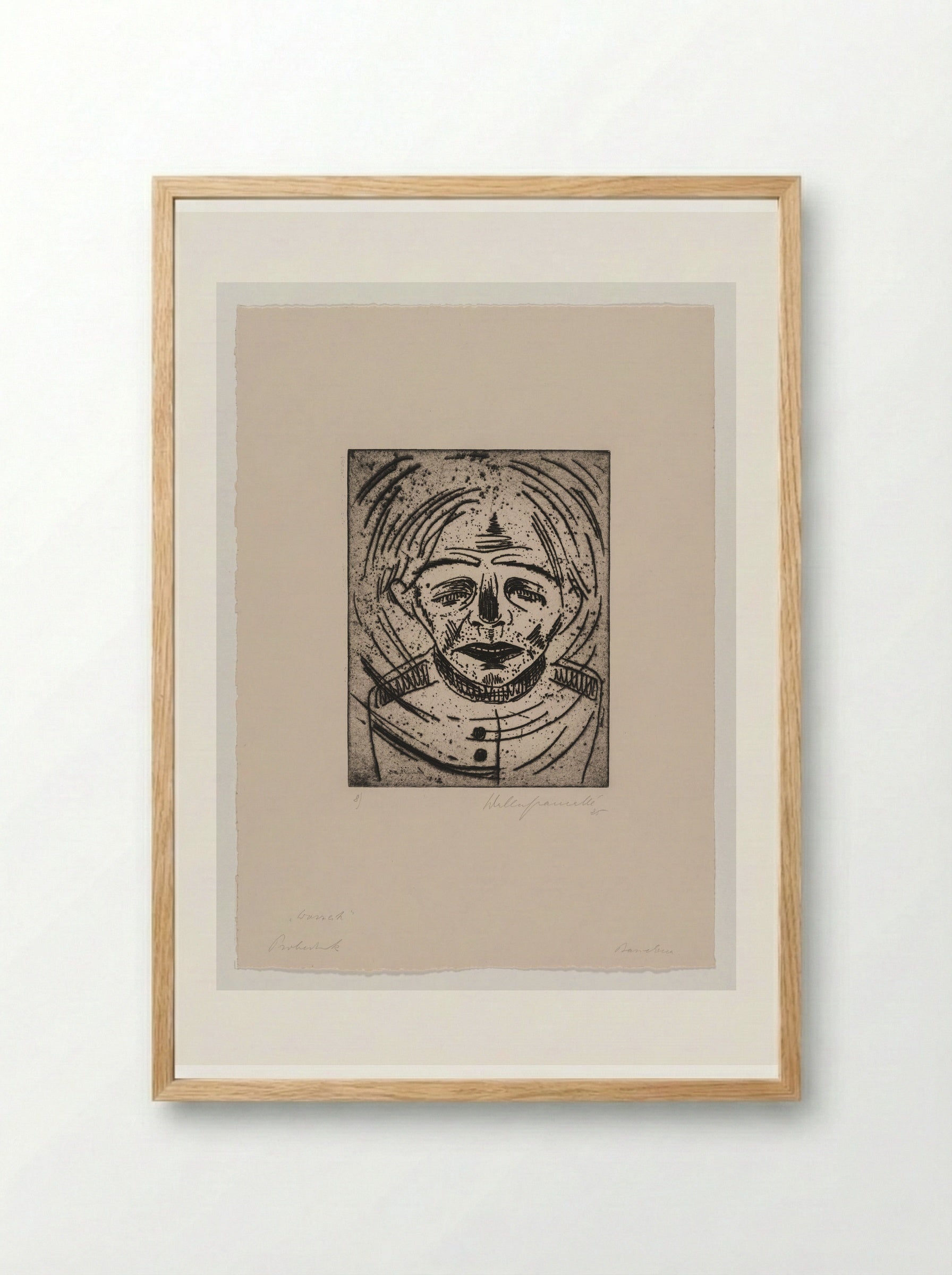 Sheet VIII, Large Head of Wozzeck, Completely Desperate - Walter Gramatté - Framed Print Wood