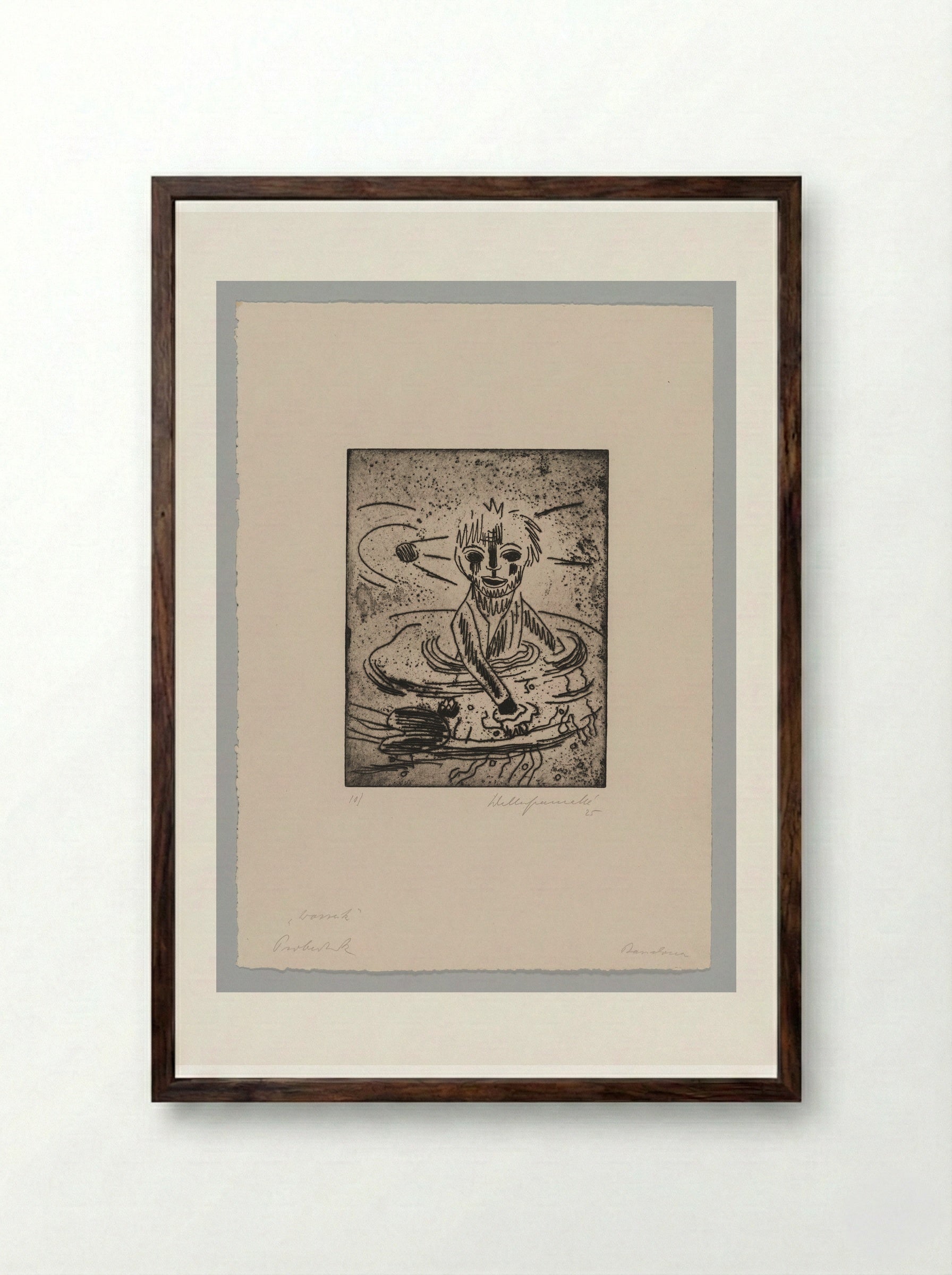 Sheet X, Wozzeck Goes into the Pond - Walter Gramatté - Framed Print Dark Wood