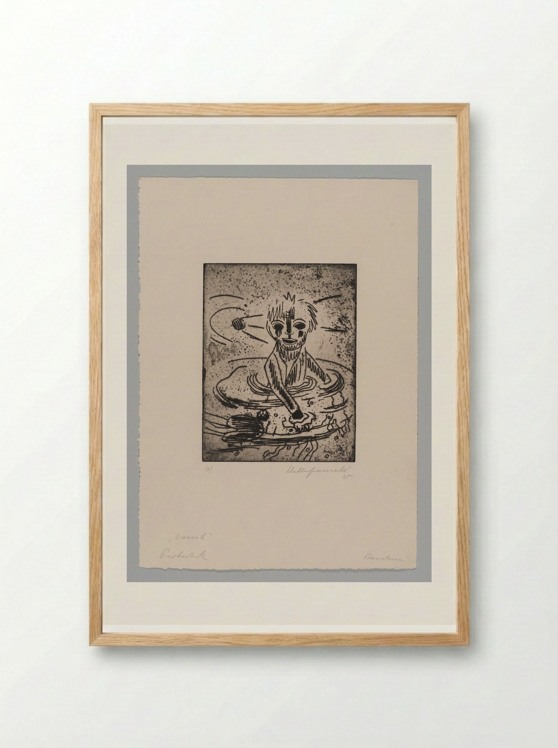 Sheet X, Wozzeck Goes into the Pond - Walter Gramatté - Framed Print Wood