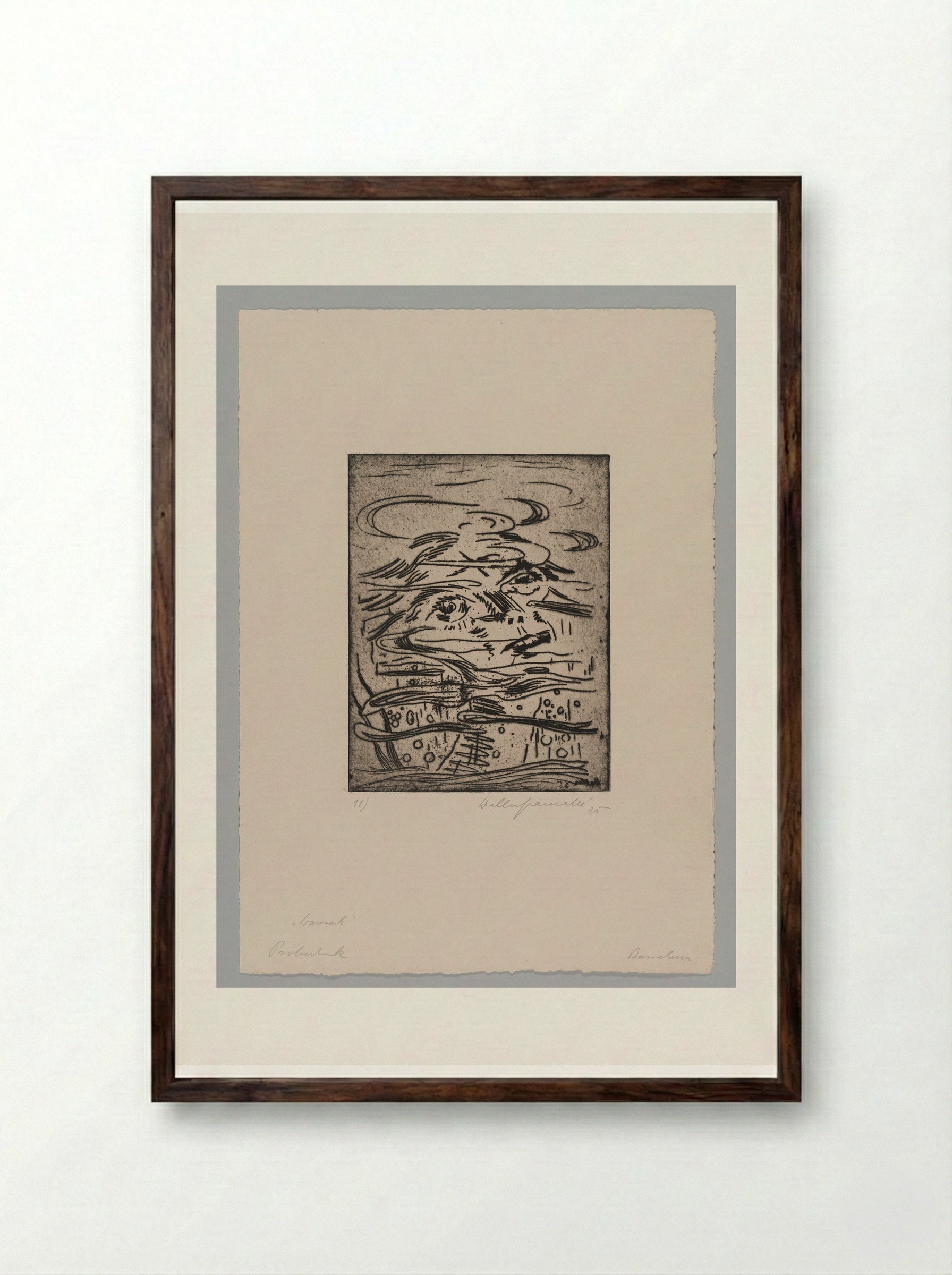 Sheet XI, Wozzeck Drowns - Walter Gramatté - Framed Print Dark Wood