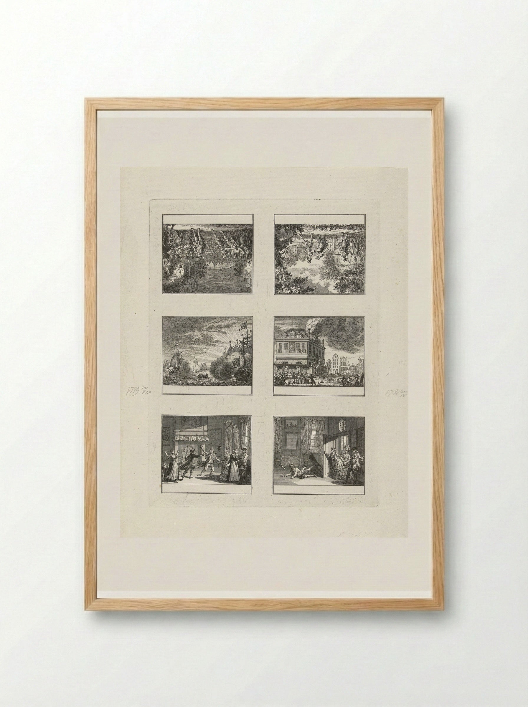 Sheet with Six Scenes - Cornelis Brouwer - Framed Print Wood