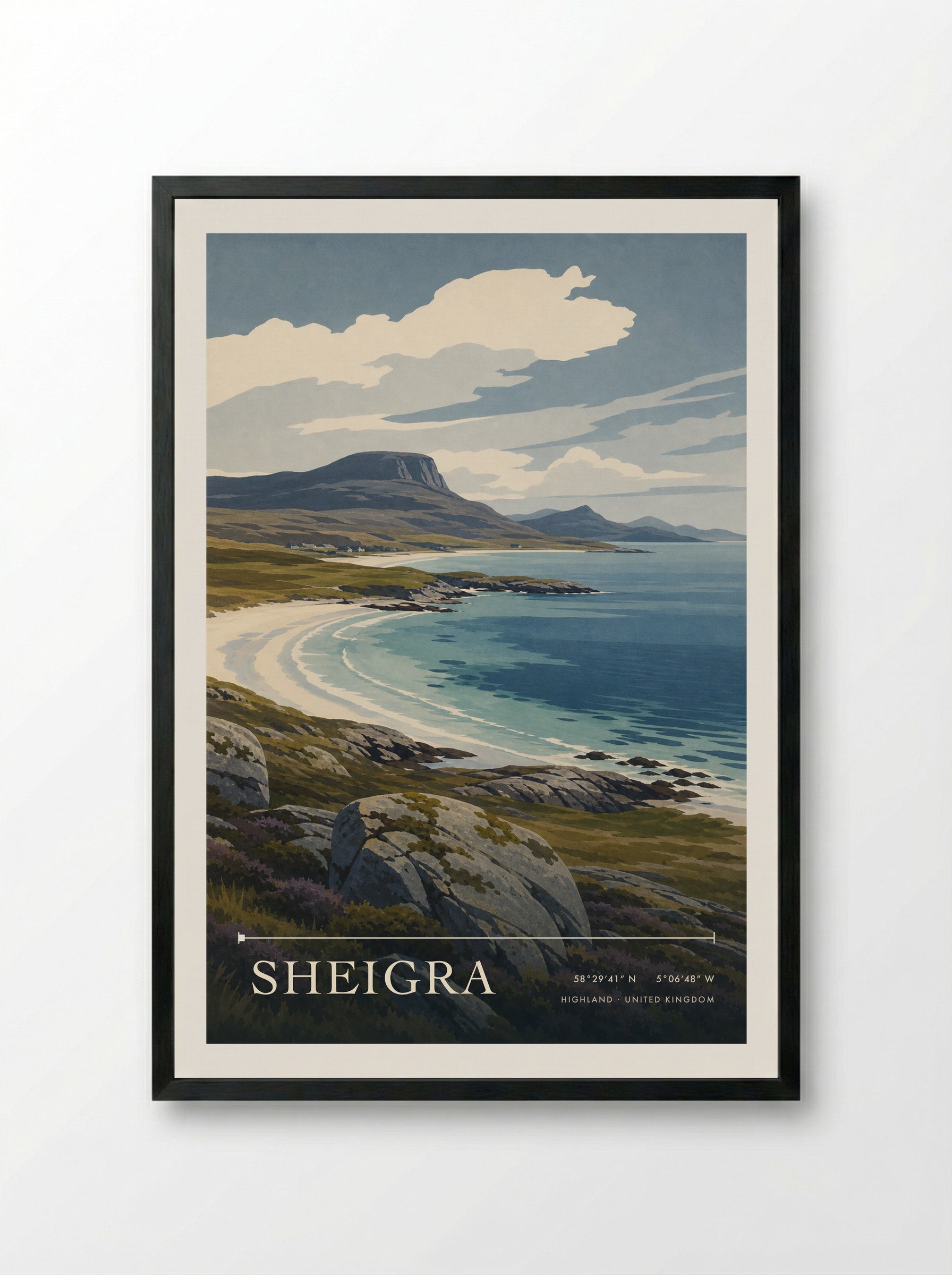 Sheigra Highland United Kingdom Travel Poster - Framed Print Black