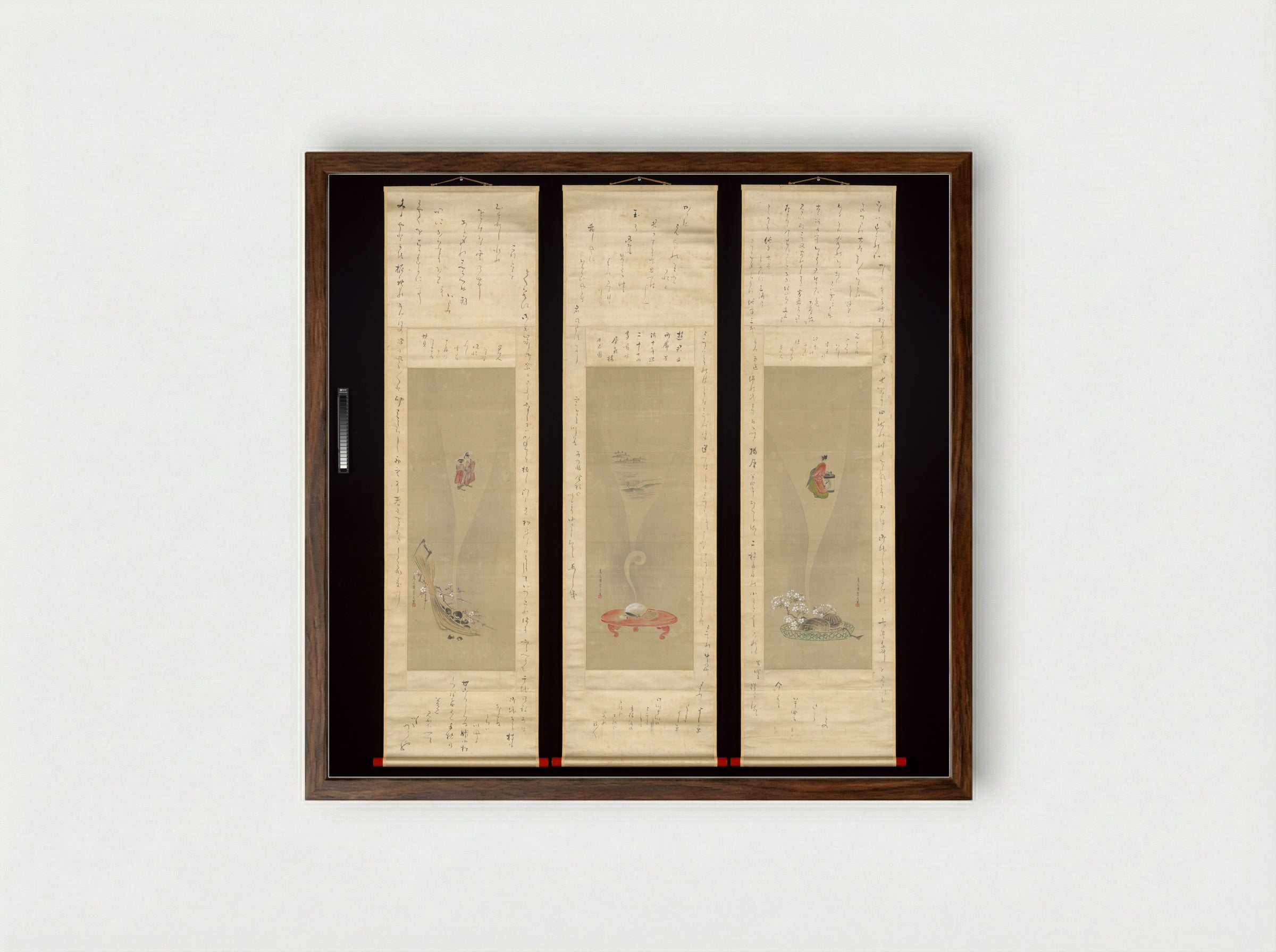 Shellfish and Apparitions of the Yoshiwara Pleasure Quarter - Chōbunsai Eishi - Framed Print Dark Wood