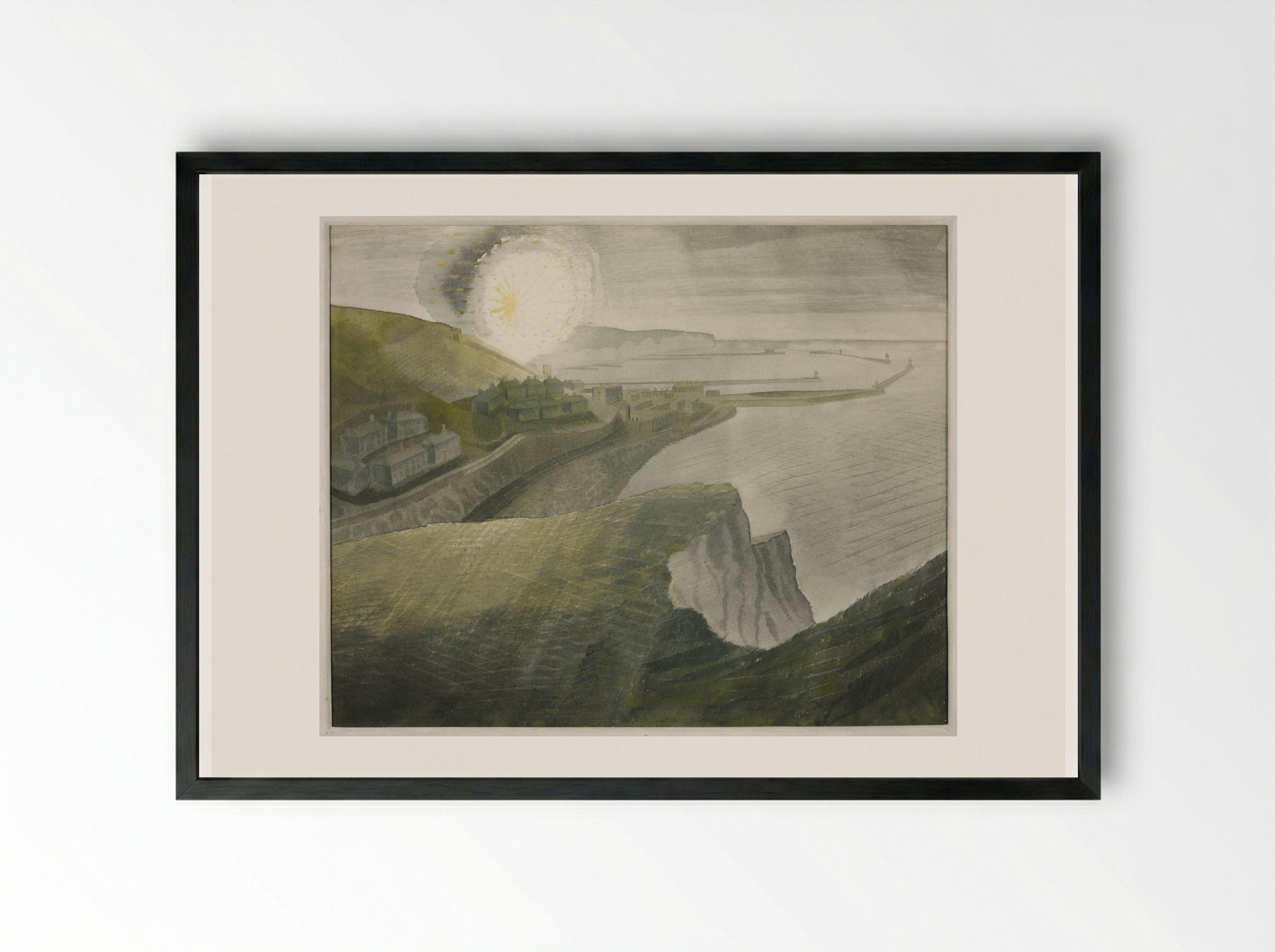Shelling by Night - Eric Ravilious - Framed Print Black