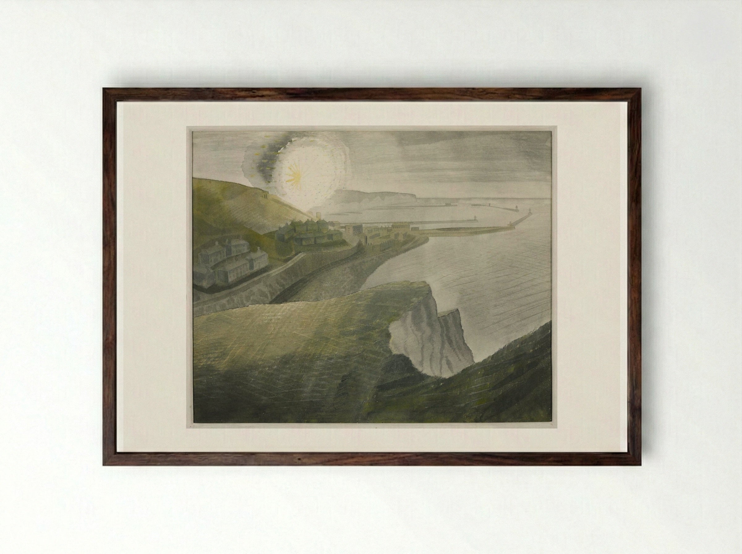 Shelling by Night - Eric Ravilious - Framed Print Dark Wood