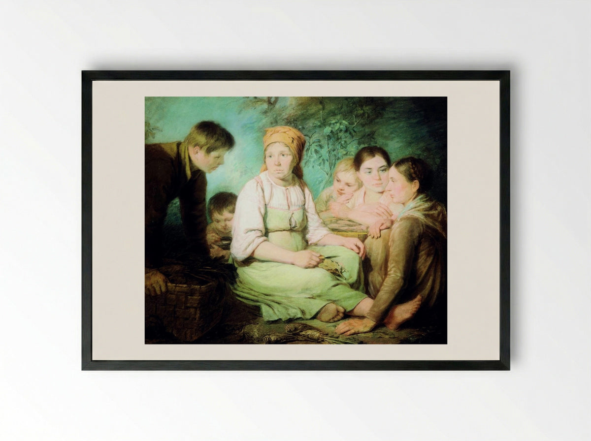 Shelling of Beet - Alexey Venetsianov - Framed Print Black