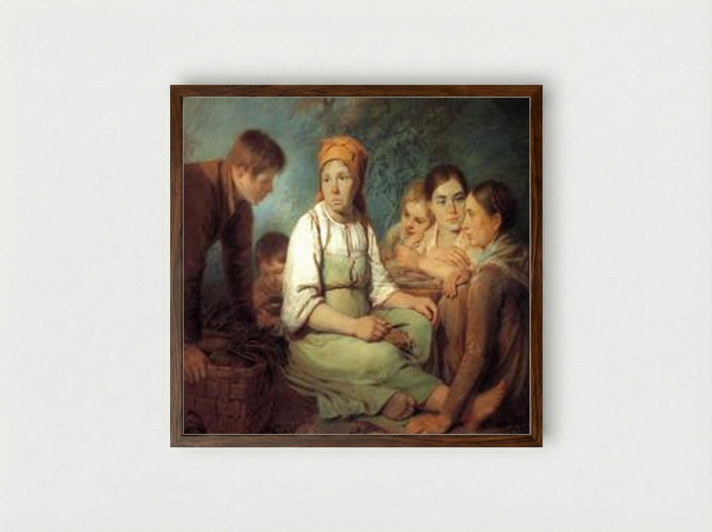 Shelling of Beet - Alexey Venetsianov - Framed Print Dark Wood