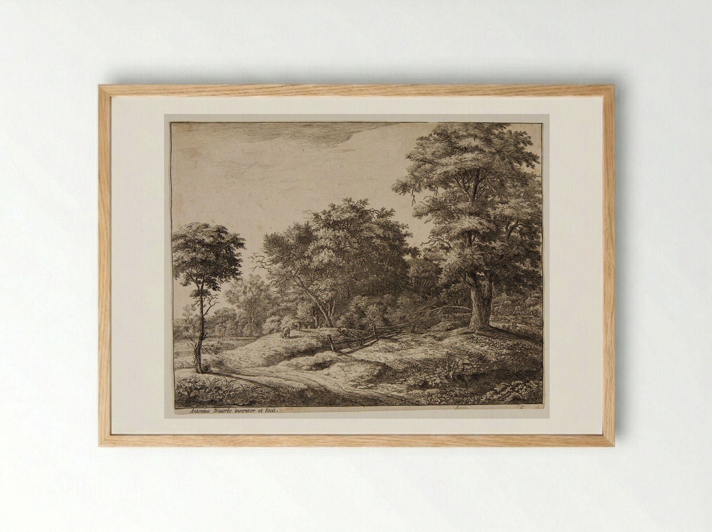 Shepherd Asleep on the Knoll - Anthonie Waterloo - Framed Print Wood
