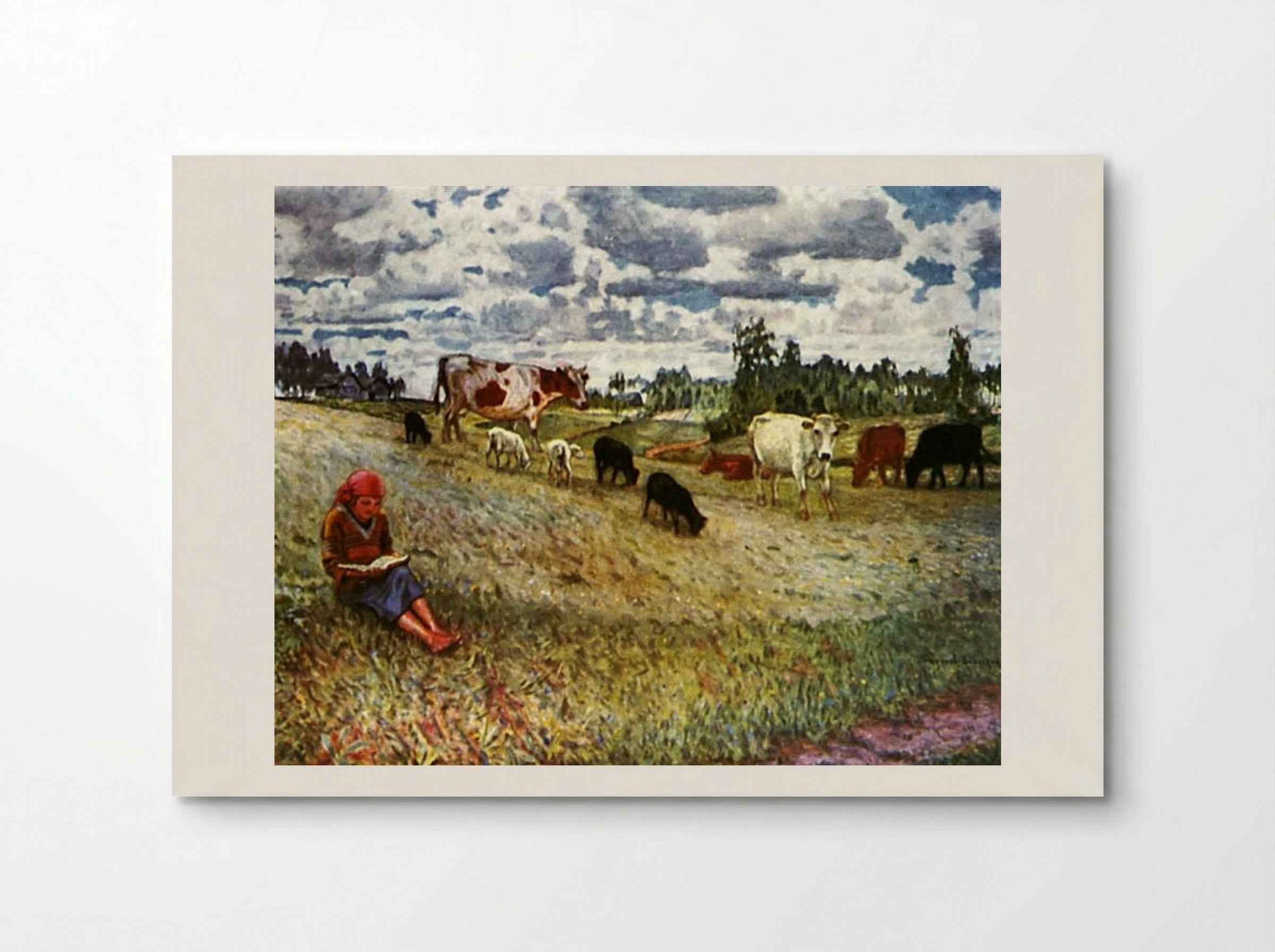 Shepherd Girl - Nikolay Bogdanov-Belsky - Poster