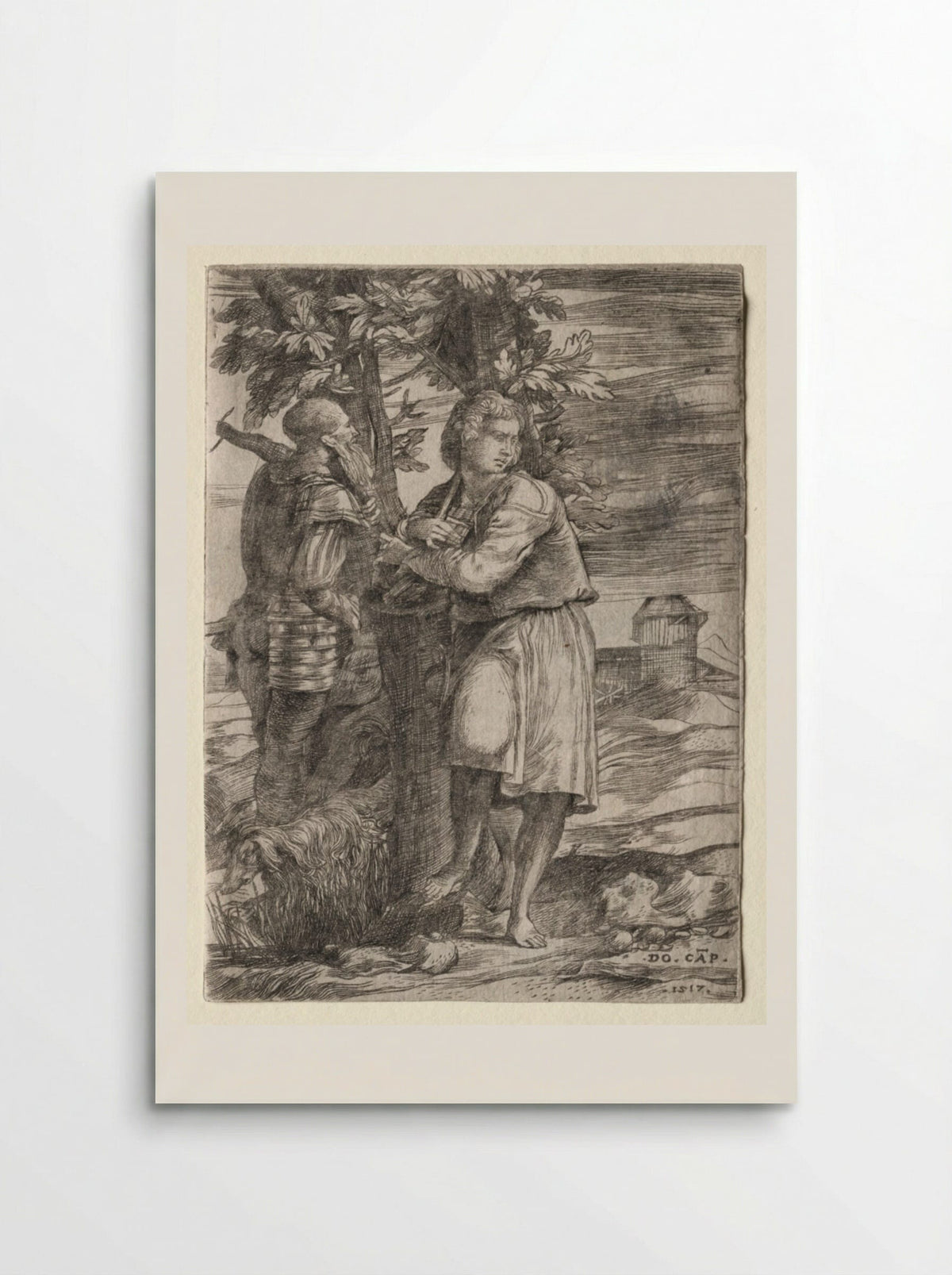 Shepherd and Old Warrior - Domenico Campagnola - Poster