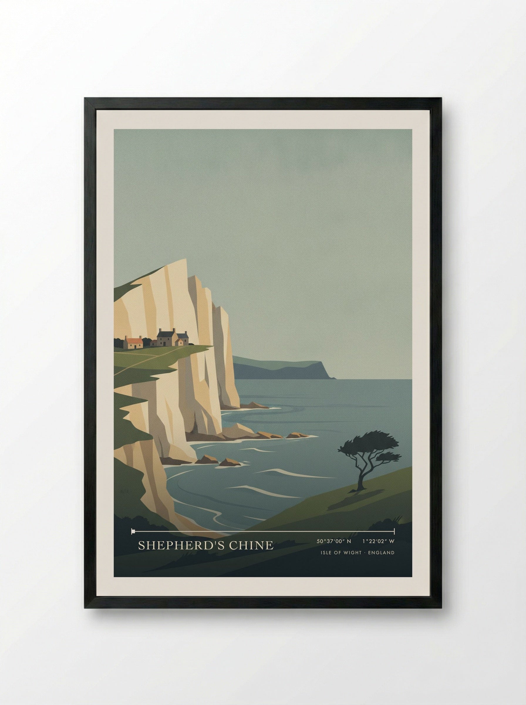 Shepherd's Chine Isle of Wight England Travel Poster - Framed Print Black