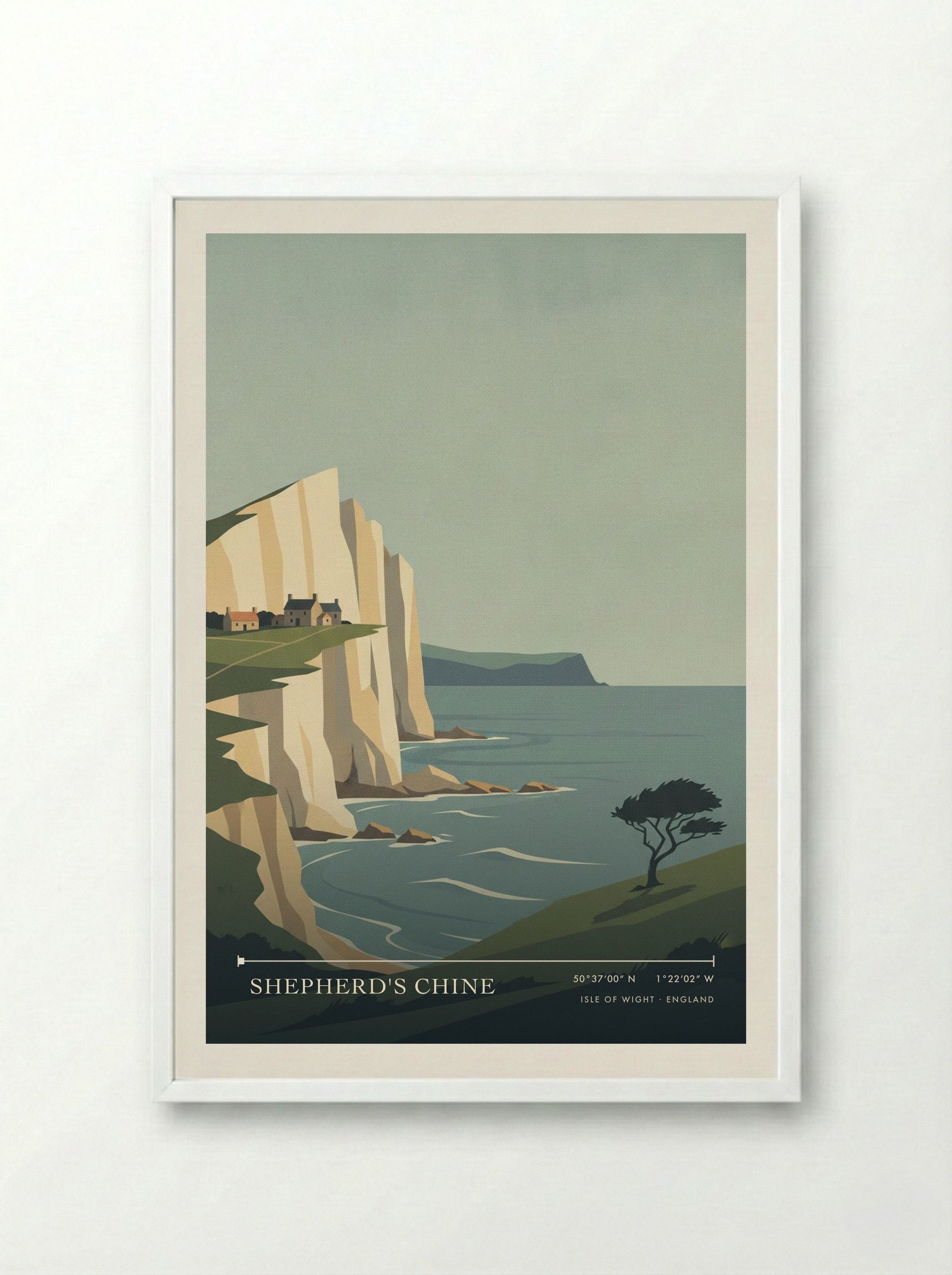 Shepherd's Chine Isle of Wight England Travel Poster - Framed Print White