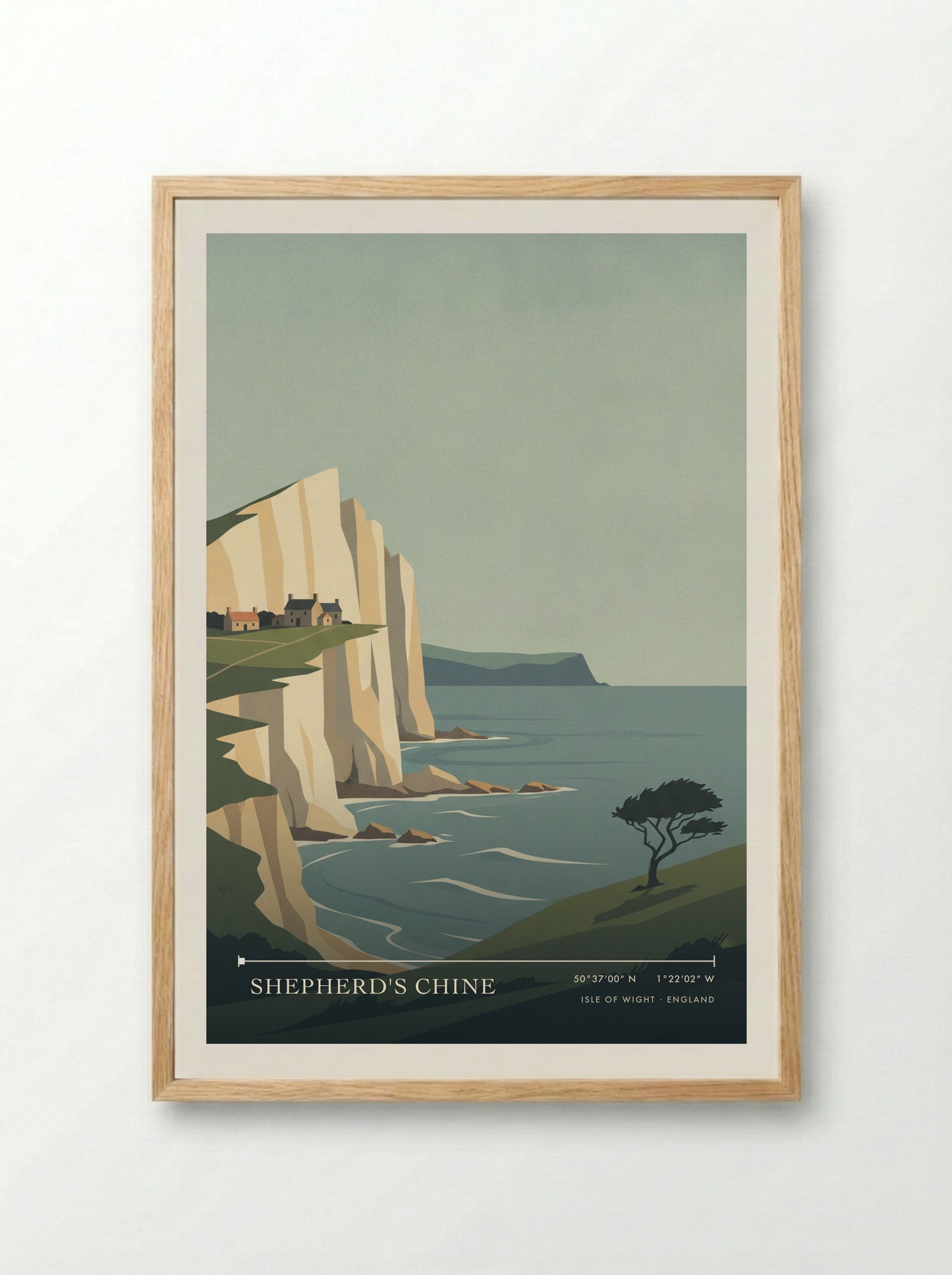Shepherd's Chine Isle of Wight England Travel Poster - Framed Print Wood