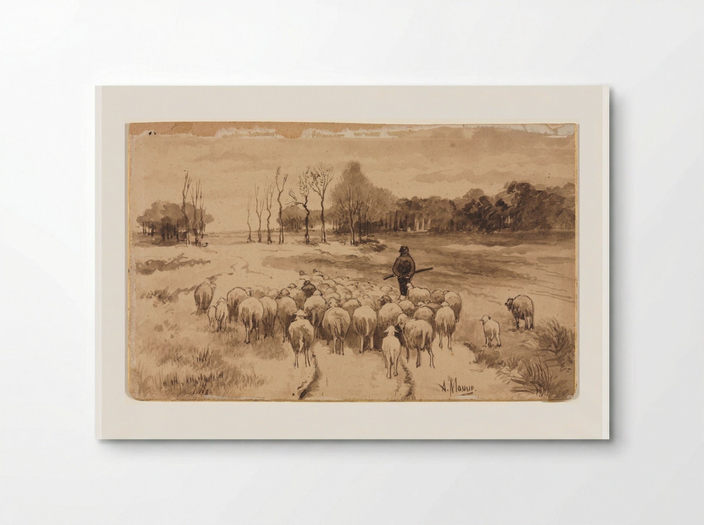 Shepherd with His Flock - Anton Mauve - Poster