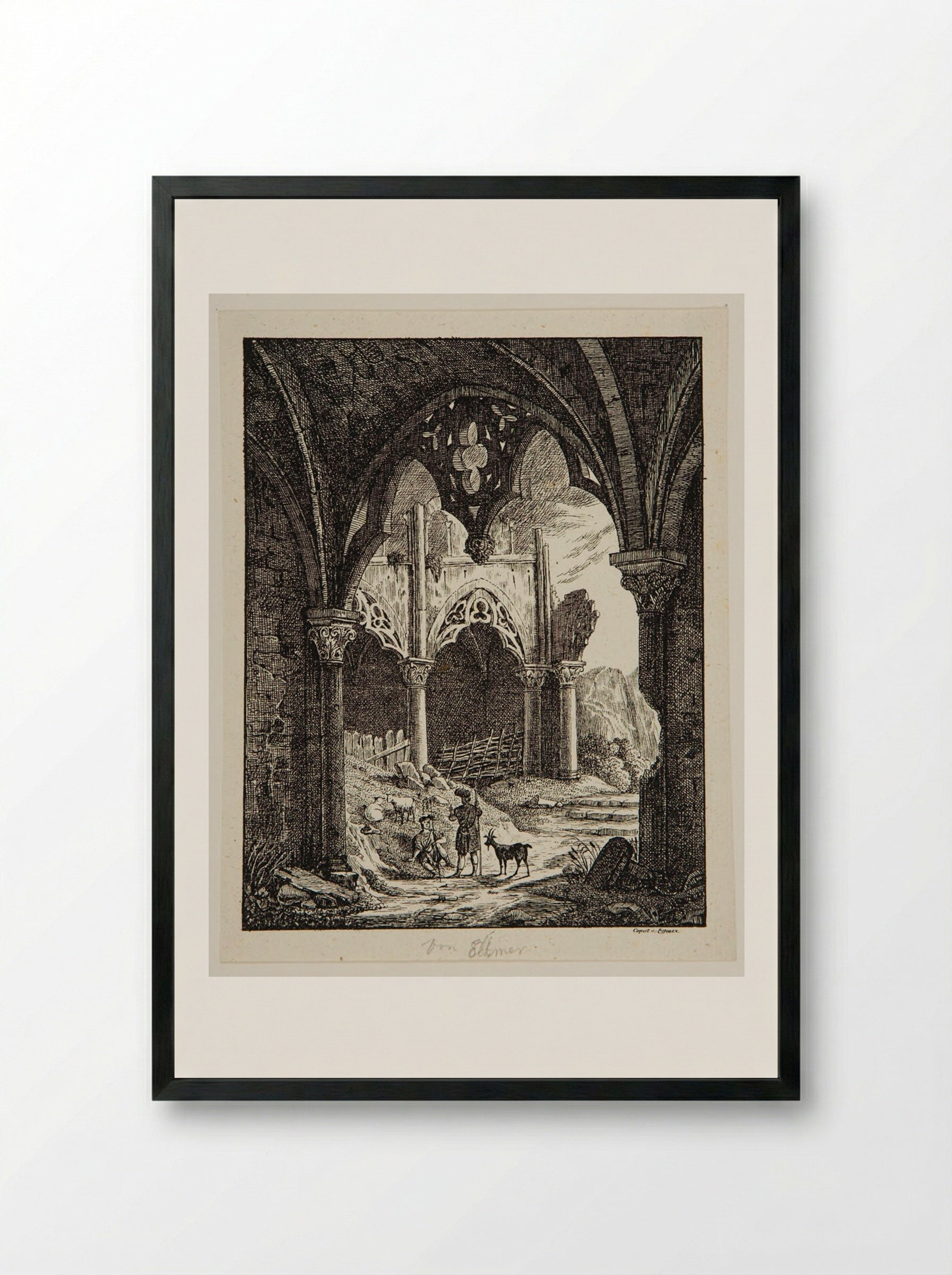 Shepherds Among Ruins - P. Ellmer - Framed Print Black