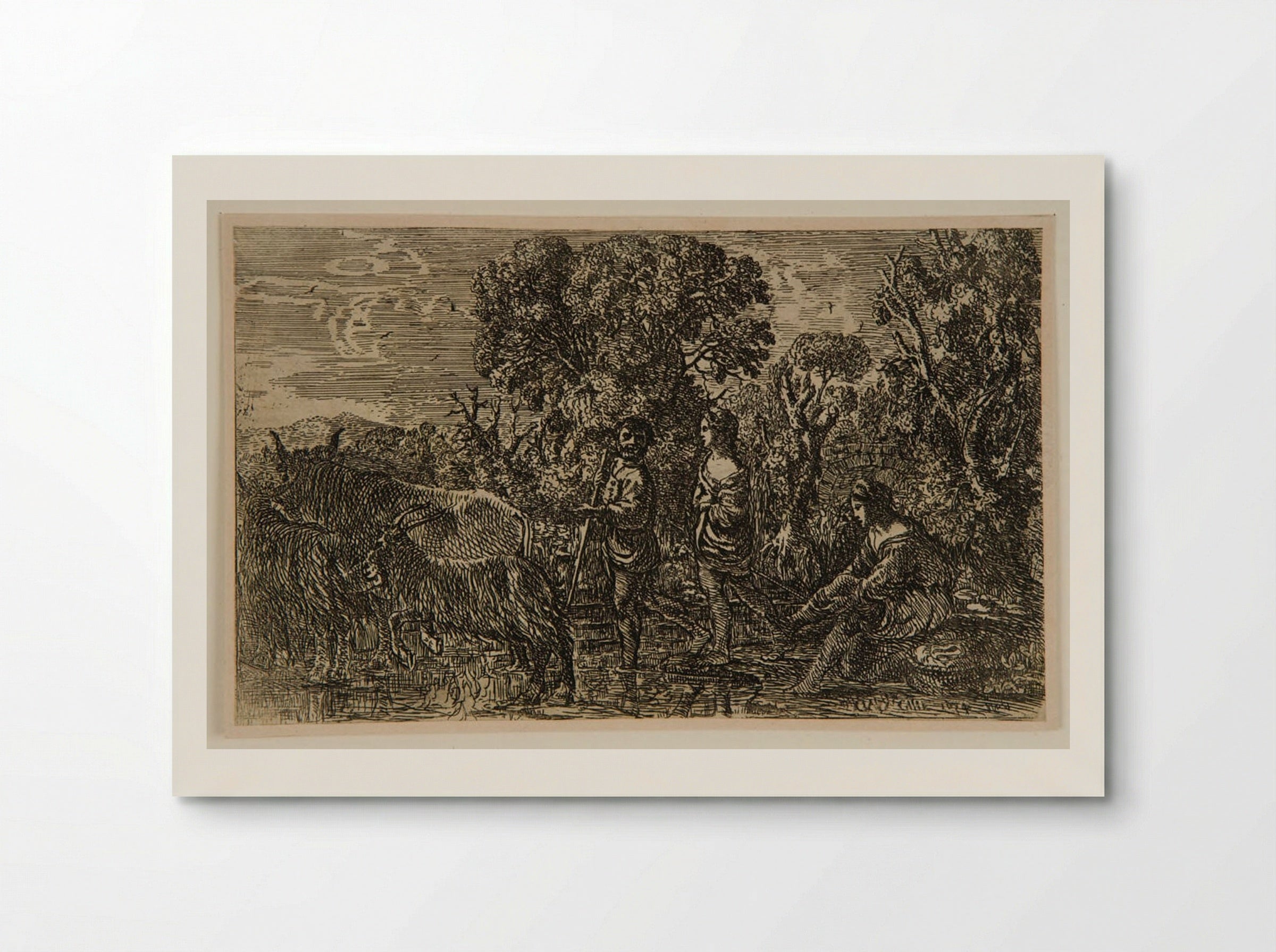 Shepherds and Cattle Crossing a Brook - Claude Lorrain - Poster