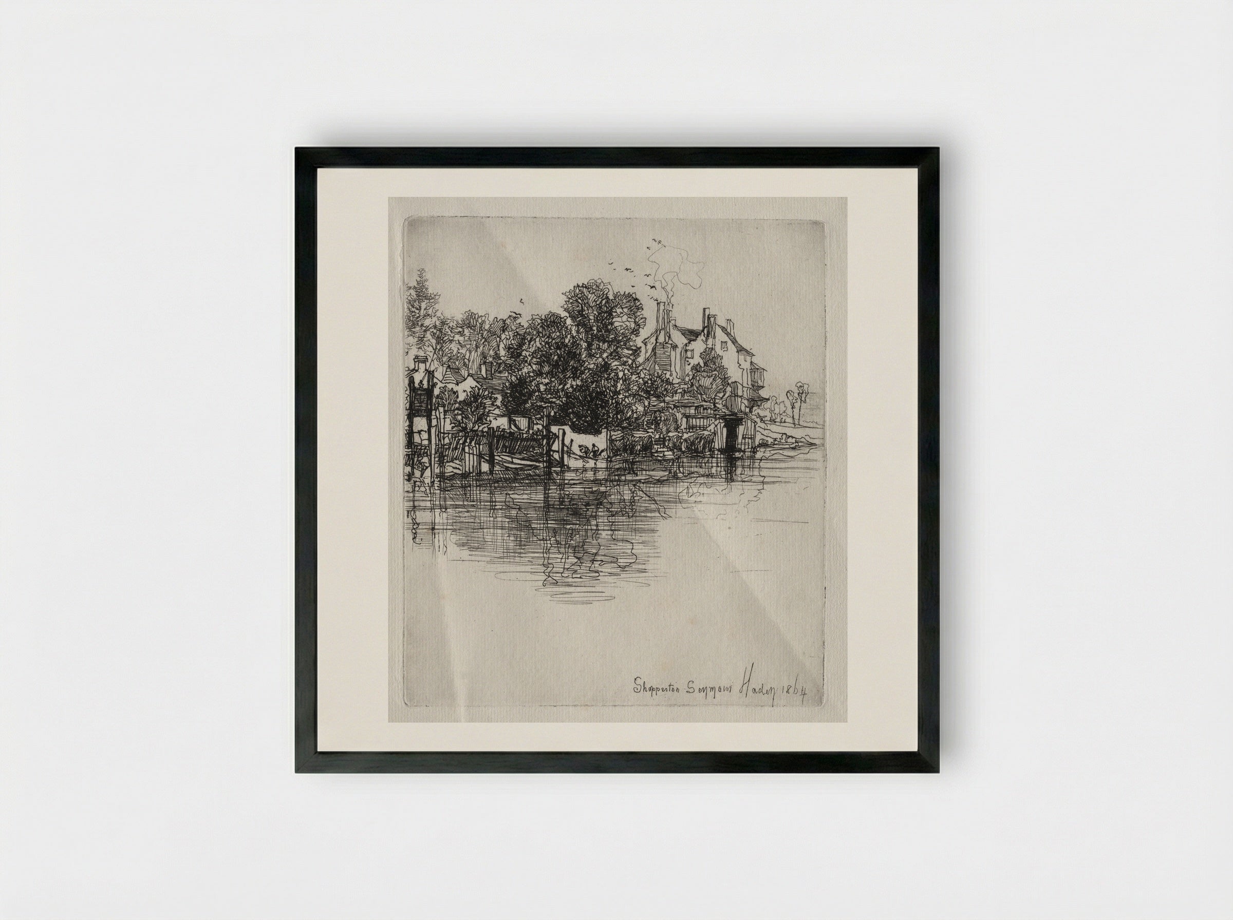 Shepperton - Francis Seymour Haden - Framed Print Black
