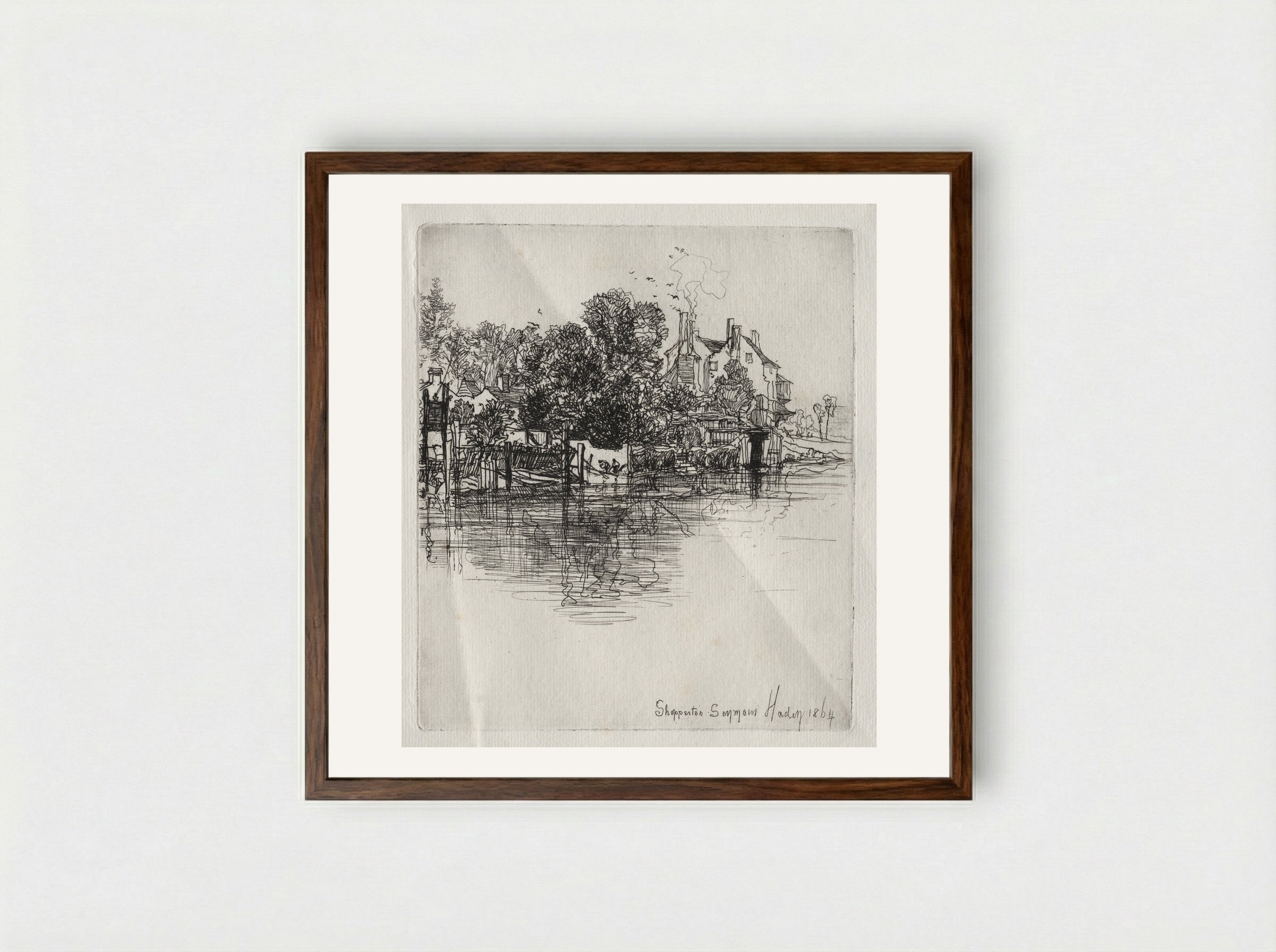 Shepperton - Francis Seymour Haden - Framed Print Dark Wood