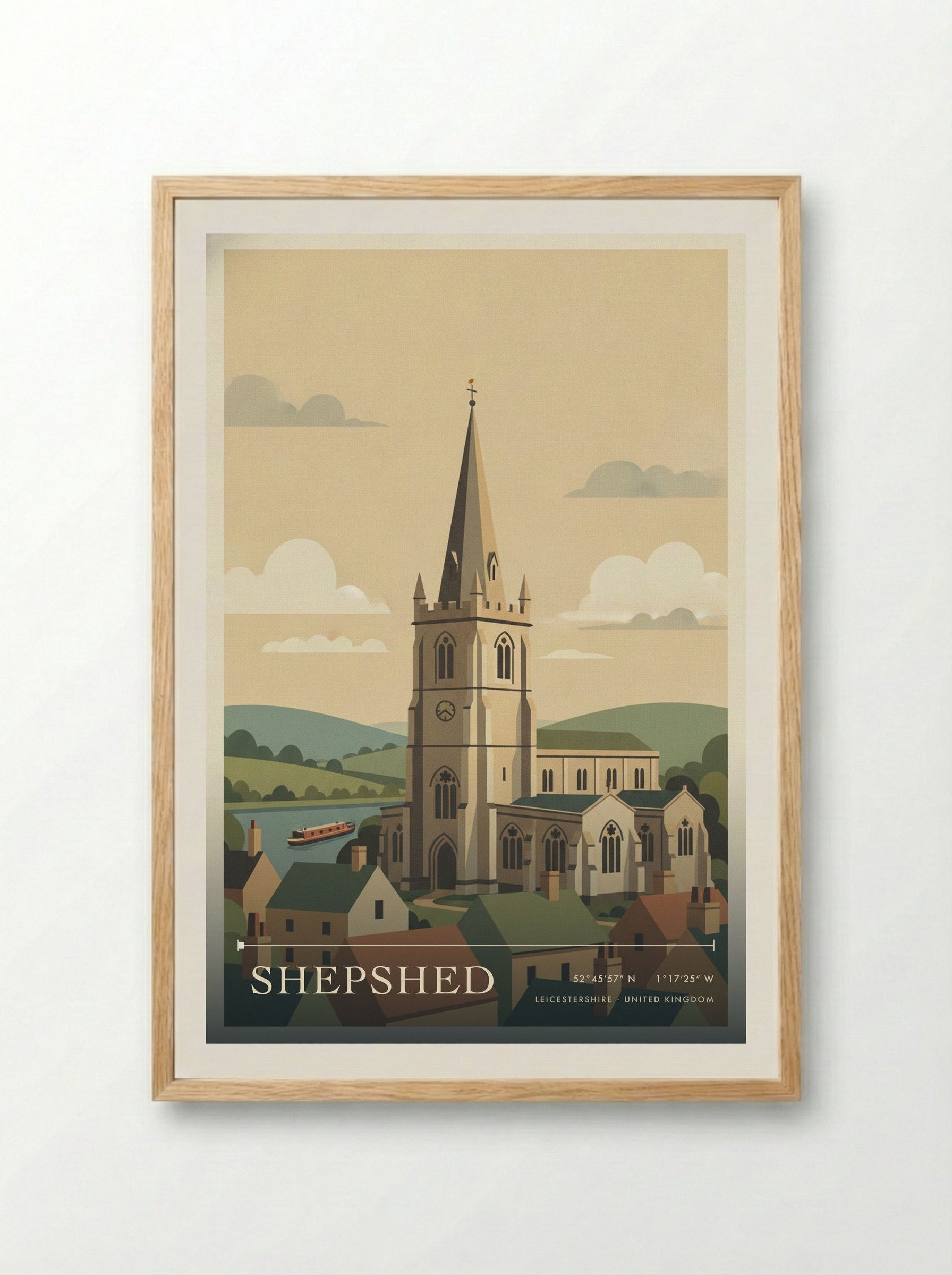 Shepshed Leicestershire United Kingdom Travel Poster - Framed Print Wood