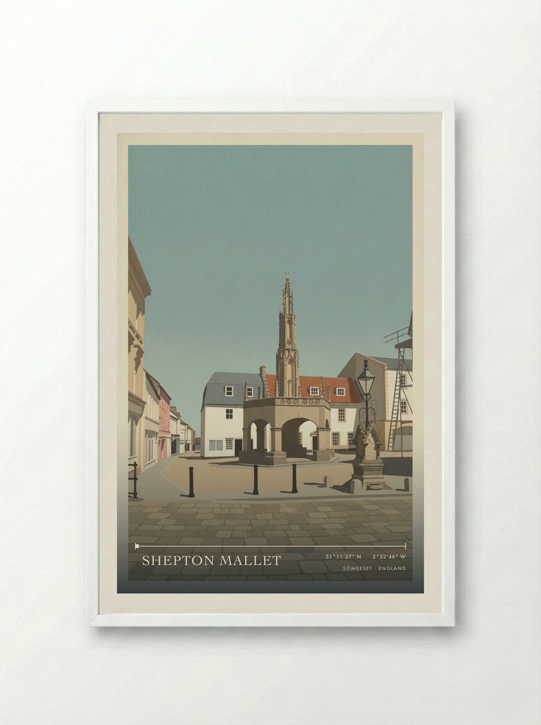 Shepton Mallet Somerset England Travel Poster - Framed Print White