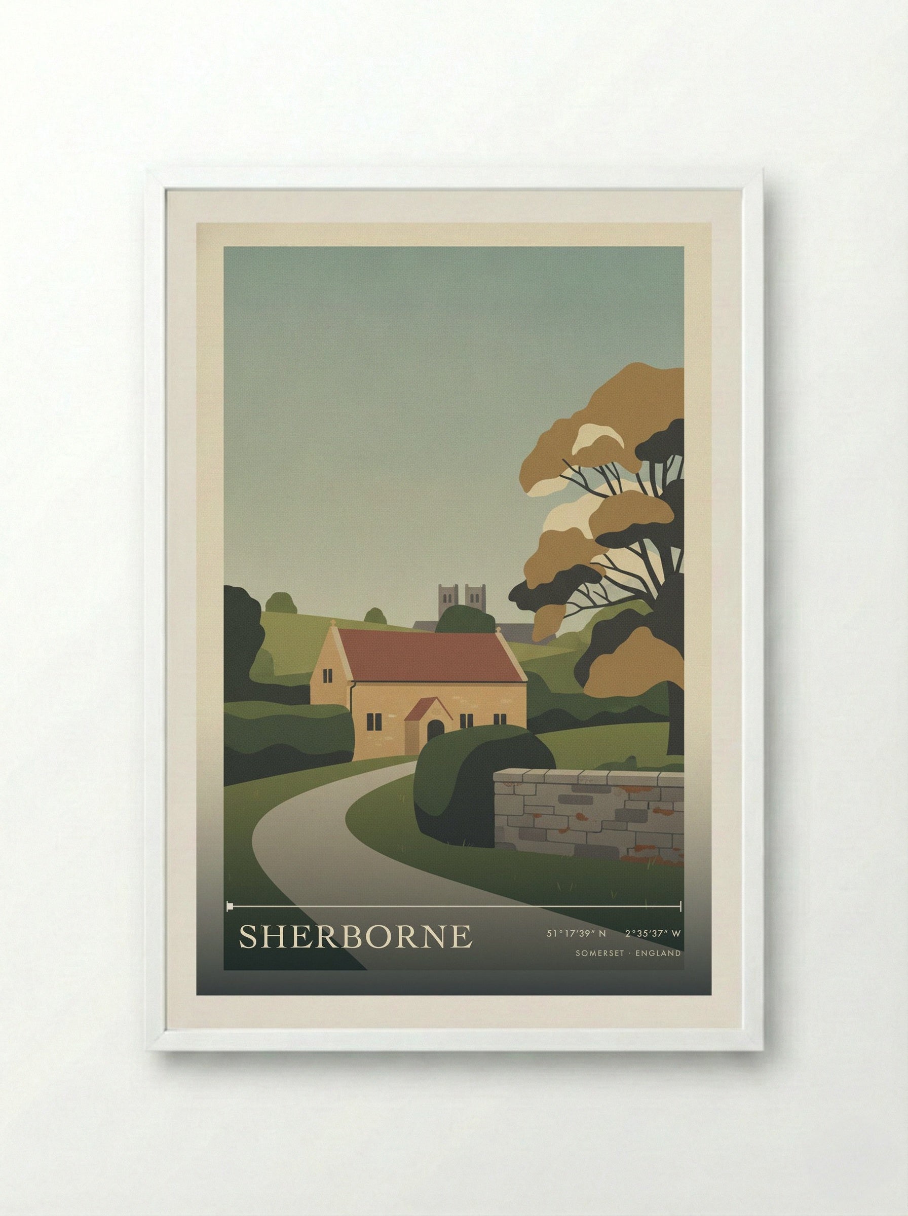 Sherborne Somerset England Travel Poster - Framed Print White