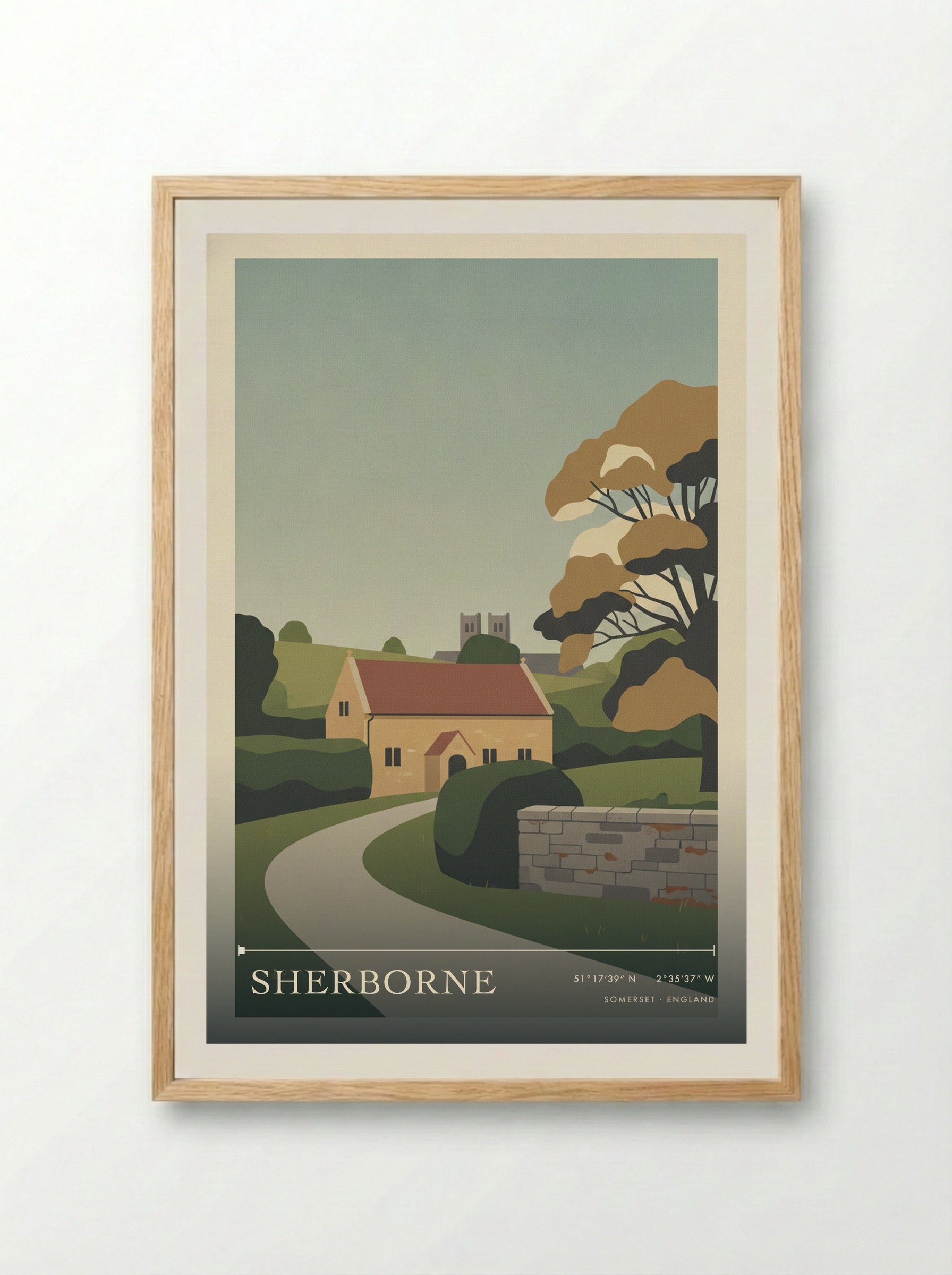 Sherborne Somerset England Travel Poster - Framed Print Wood