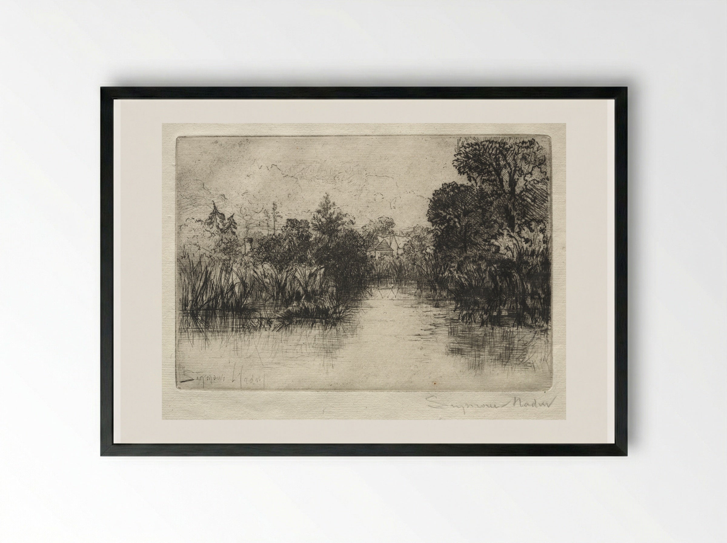 Shere Mill Pond - Francis Seymour Haden - Framed Print Black