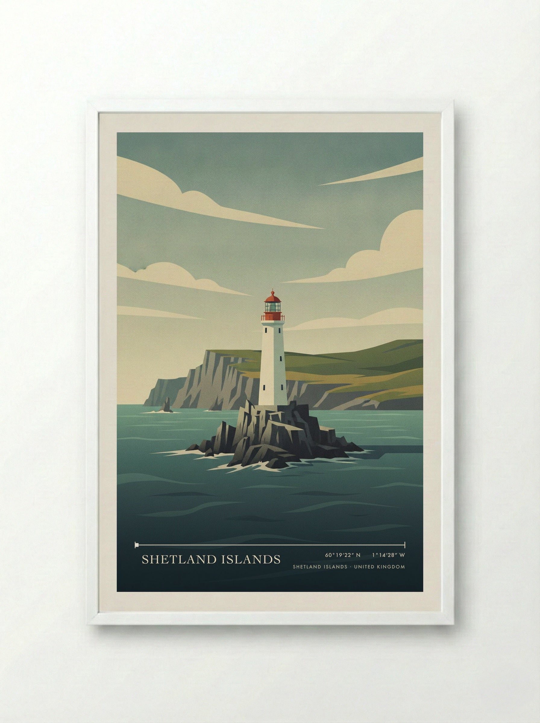 Shetland Islands United Kingdom Travel Poster - Framed Print White