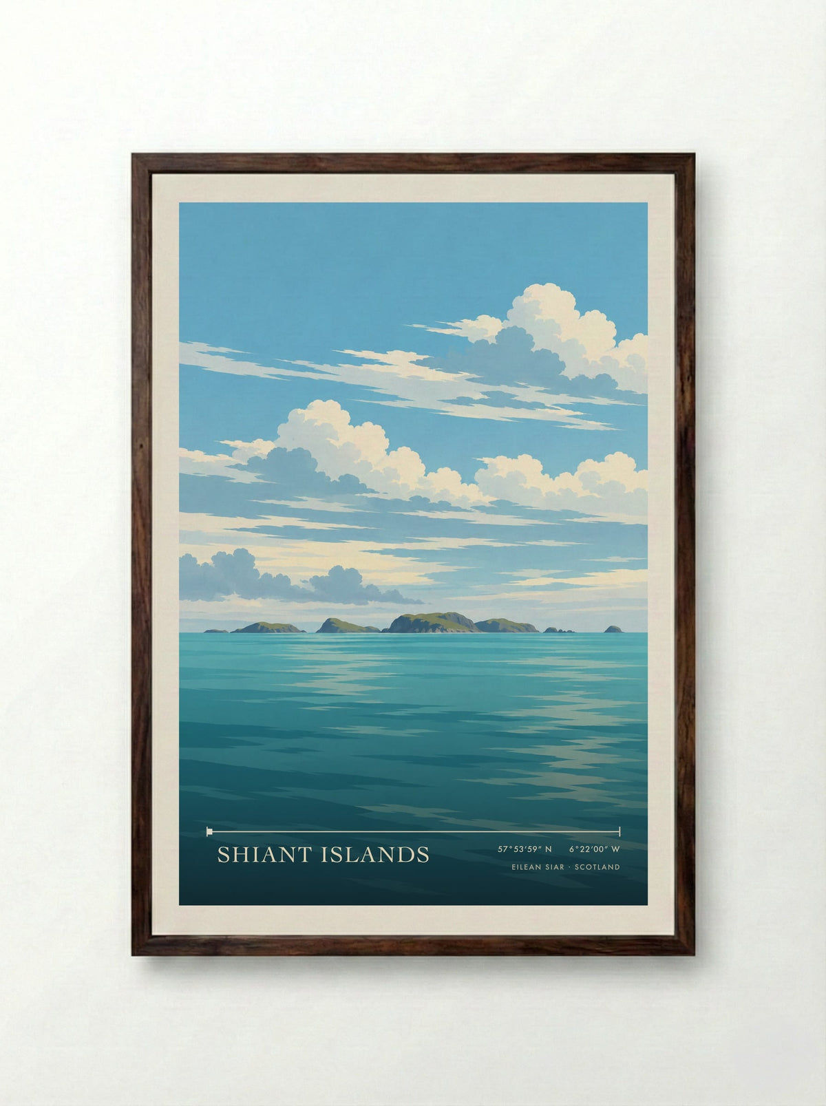 Shiant Islands, Eilean Siar | Travel Poster - Framed Print Dark Wood