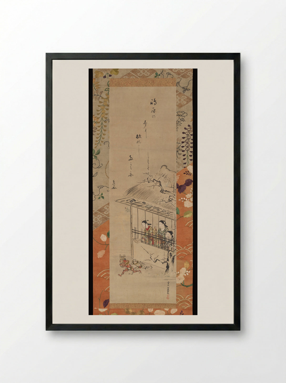 Shimabara Courtesans Exorcizing Demons - Miyagawa Isshō - Framed Print Black