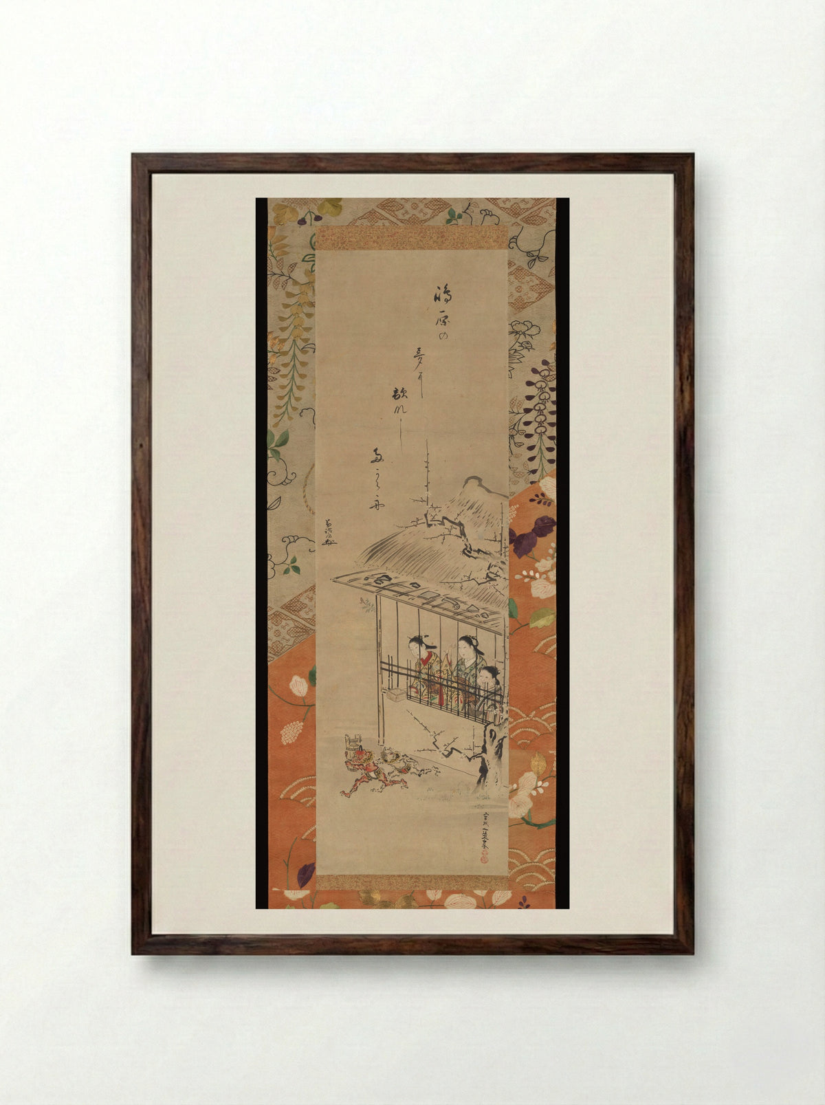 Shimabara Courtesans Exorcizing Demons - Miyagawa Isshō - Framed Print Dark Wood