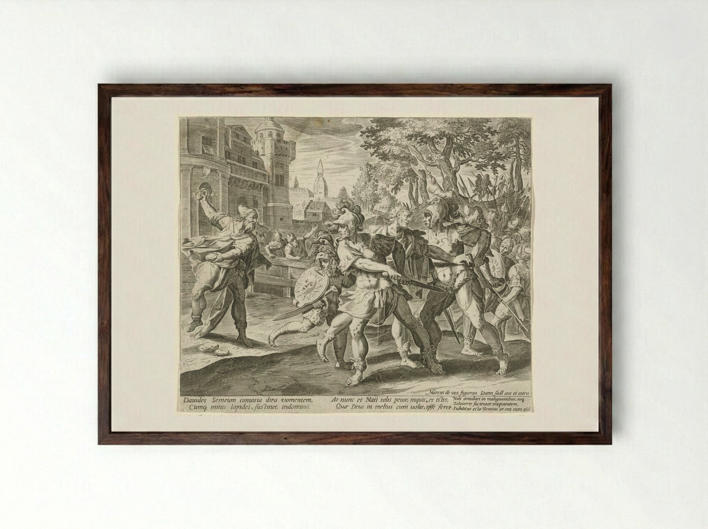 Shimei Cursing David - Aegidius Sadeler (II) - Framed Print Dark Wood