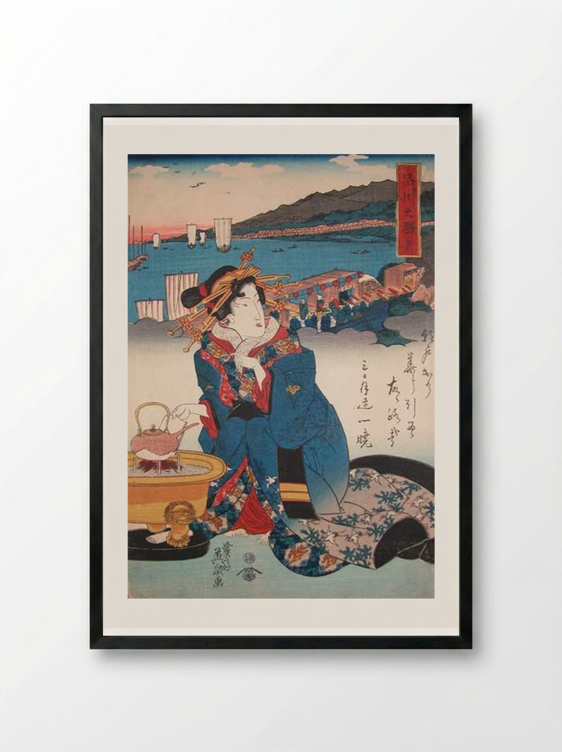 Shinagawa: Hot Tea - Keisai Eisen - Framed Print Black