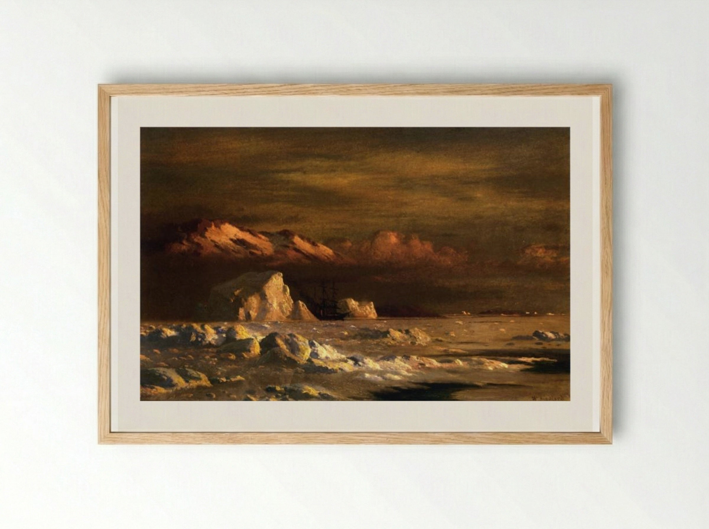 Ship and Icebergs - William Bradford - Framed Print Wood
