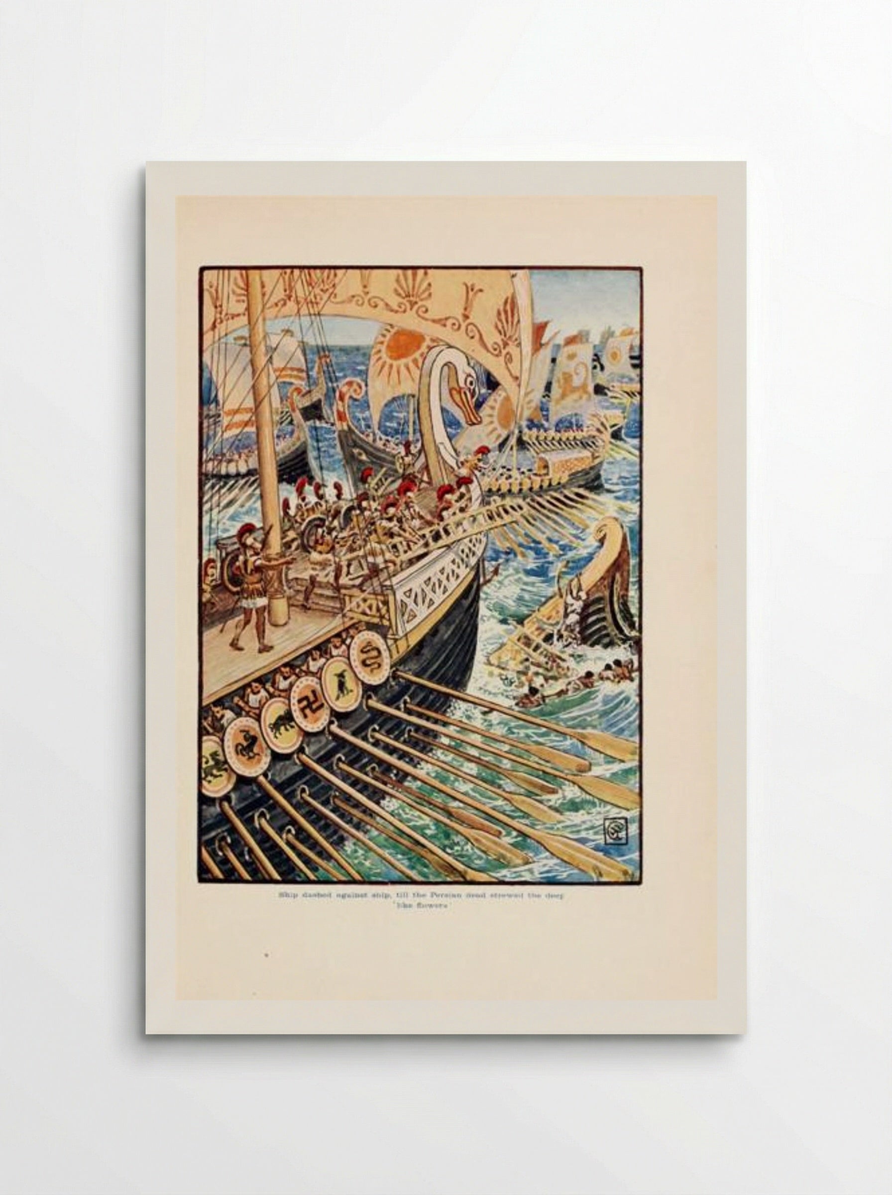 Ship dashed against ship, till the Persian Army dead strewed the deep like flowers - Walter Crane - Poster