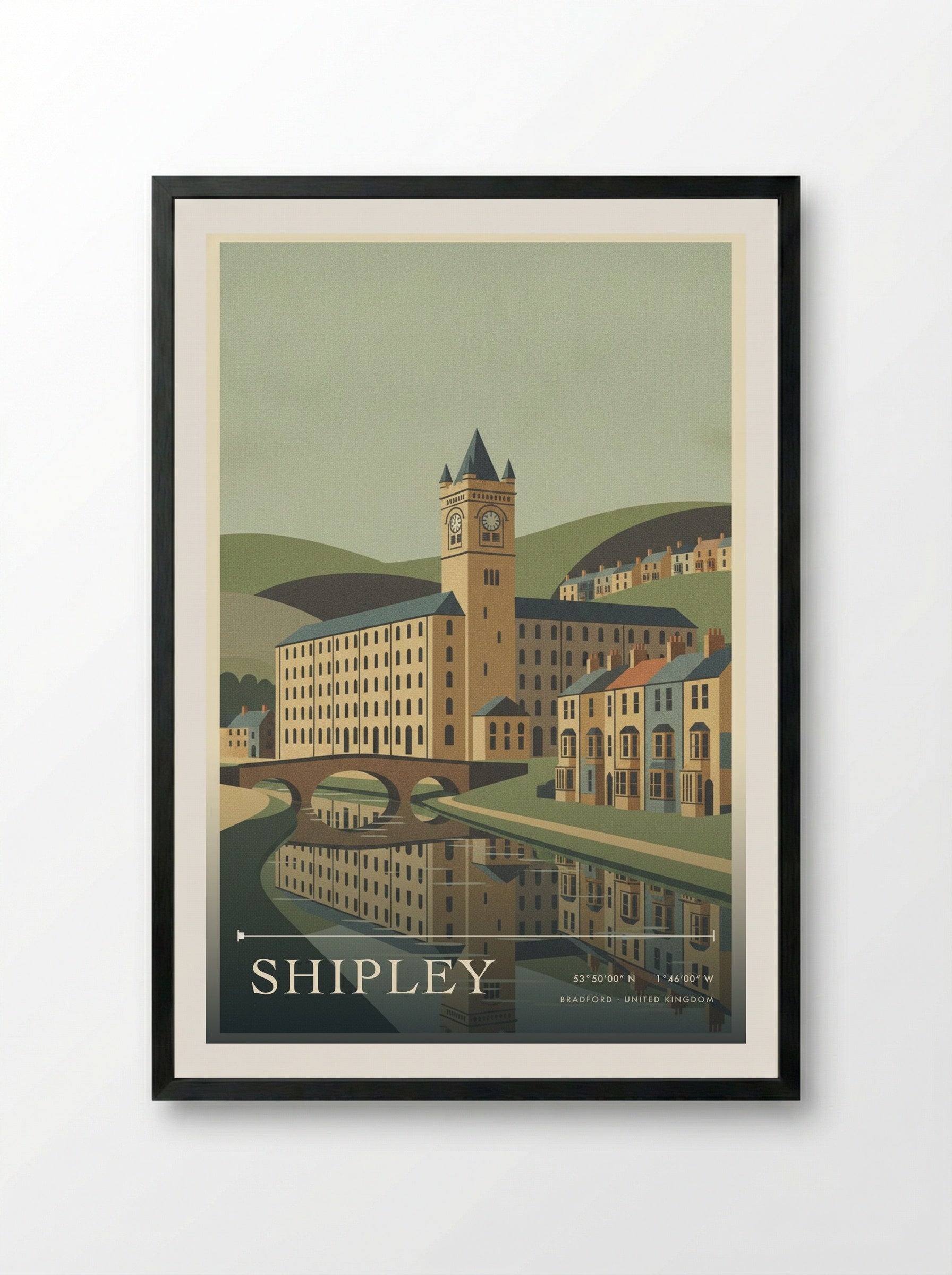 Shipley Bradford United Kingdom Travel Poster - Framed Print Black