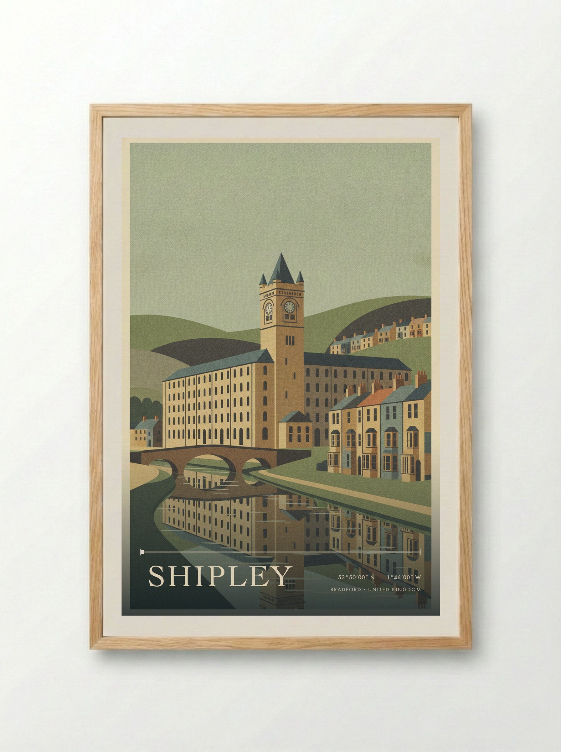 Shipley Bradford United Kingdom Travel Poster - Framed Print Wood