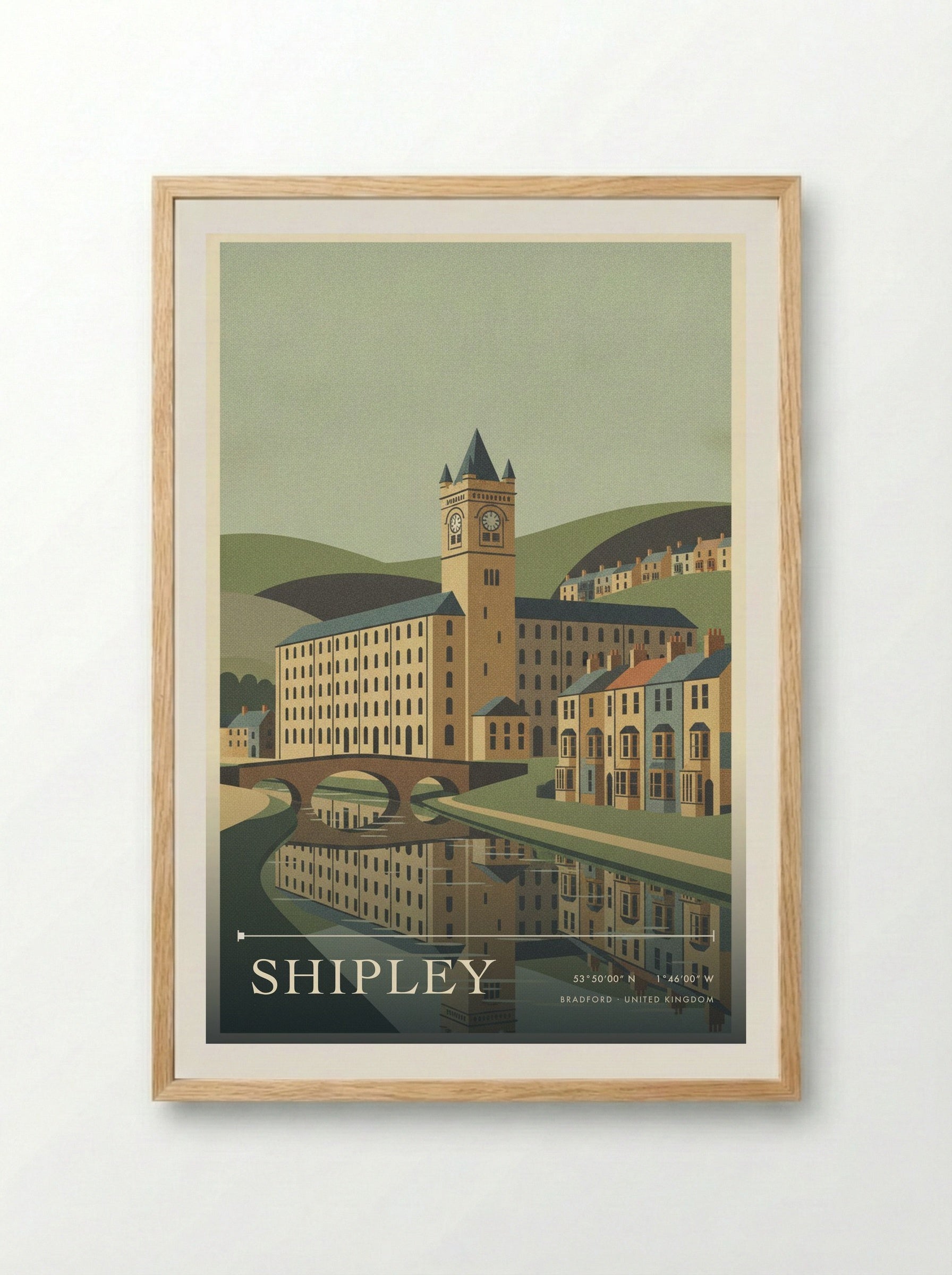 Shipley Bradford United Kingdom Travel Poster - Framed Print Wood